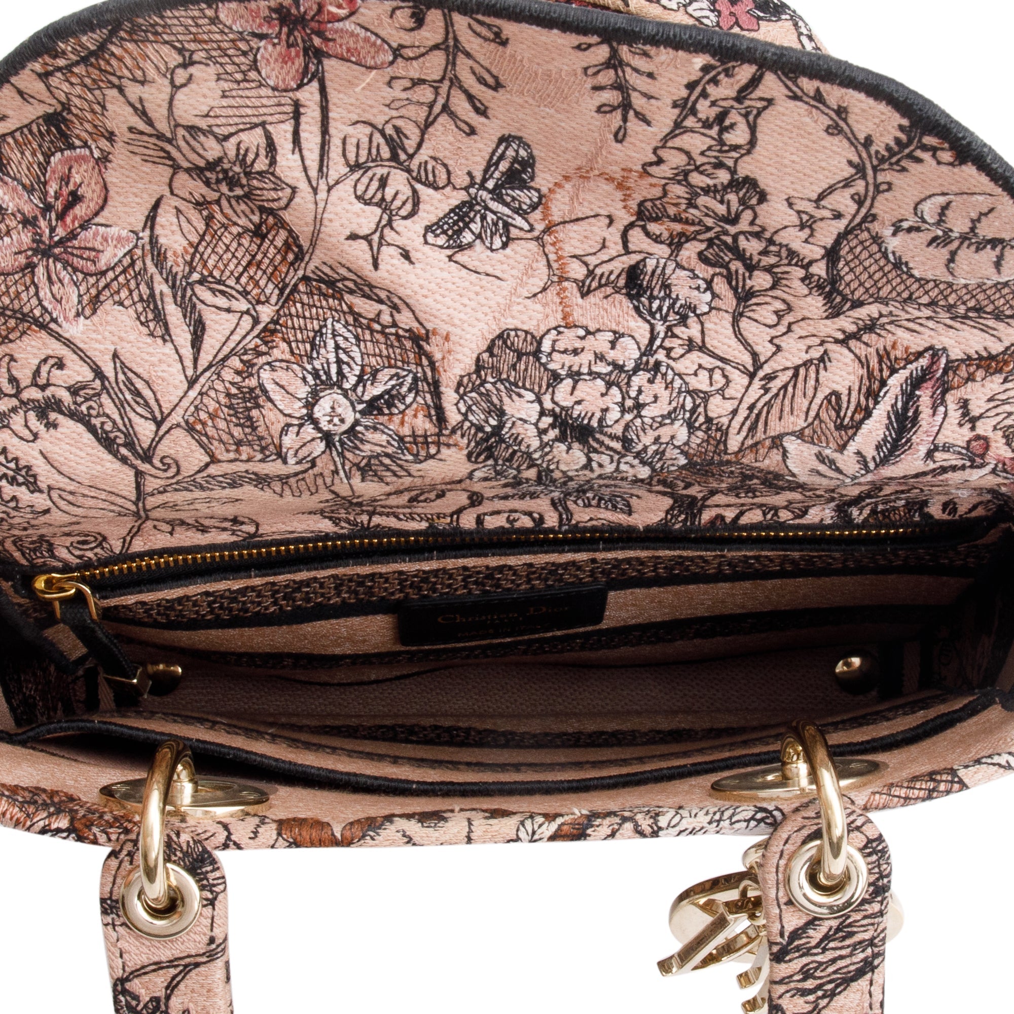 Christian Dior 2023 Jardin Magique Embroidery Medium Lady D-Lite Bag w/ Box, Receipt & Strap
