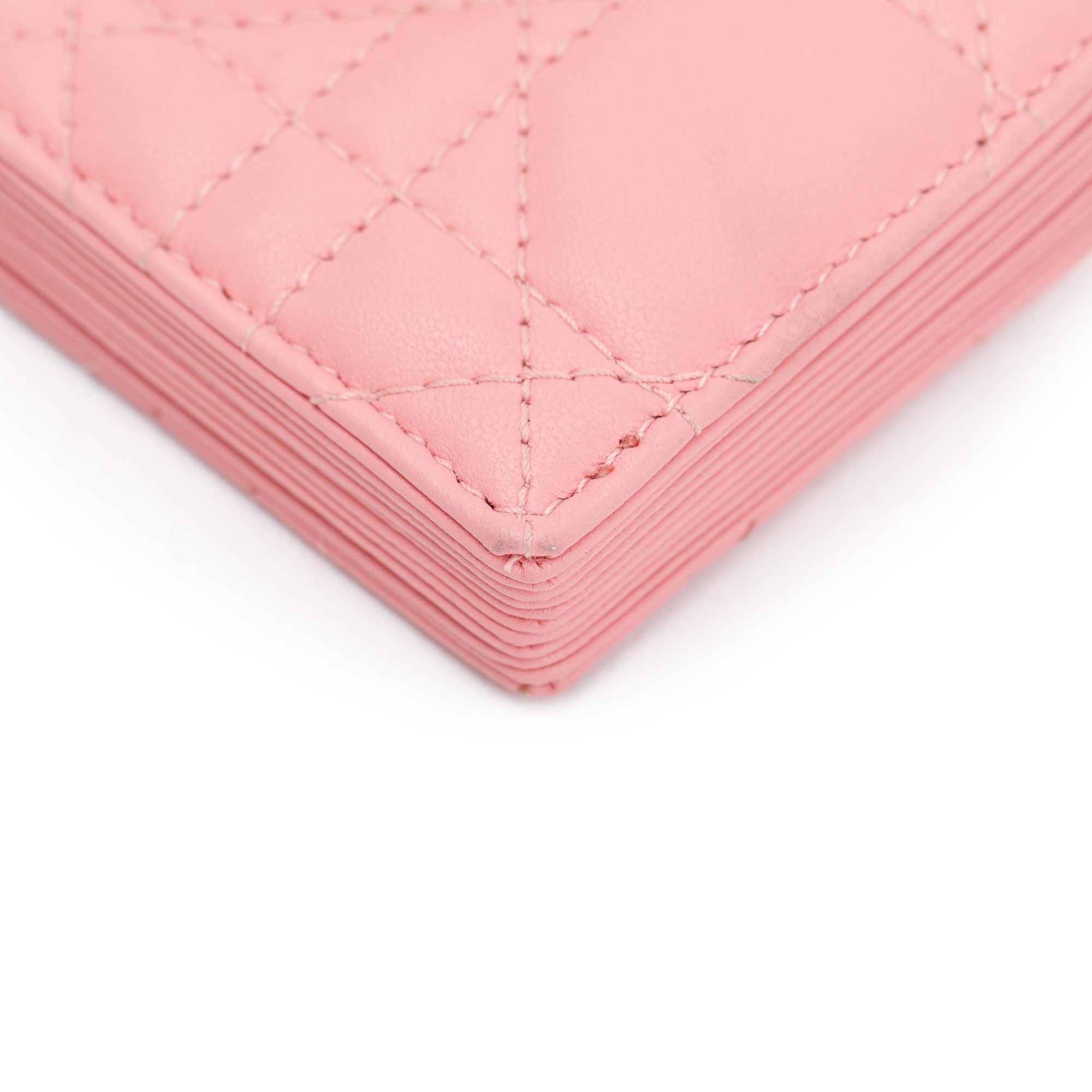 Christian Dior 2023 Pink Cannage Lambskin Leather Lady Dior 5-Gusset Card Holder w/ Box