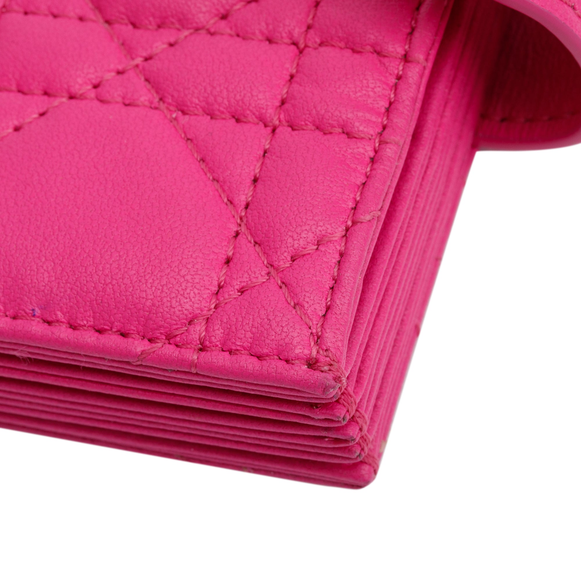 Christian Dior 2023 Pink Cannage Leather Lady Dior Jasmin Card Holder w/ Box & Authenticity Card