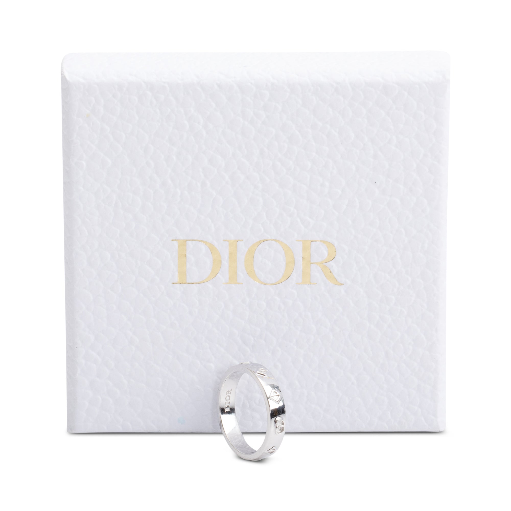 Christian Dior 2023 Sterling Silver CD Ring, Size M 9.25 w/ Box & Receipt