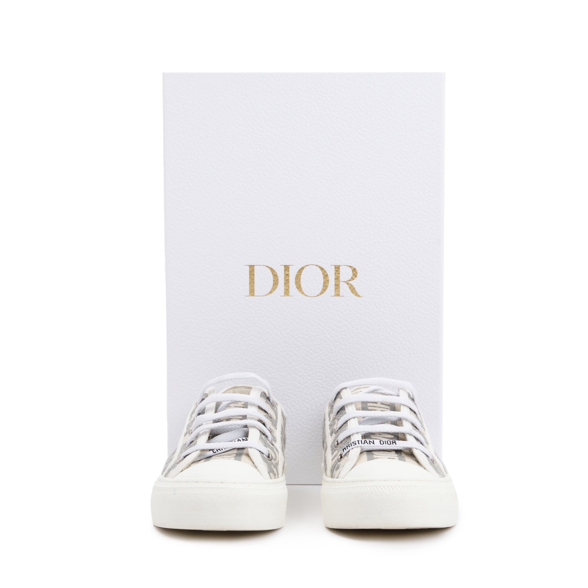 Christian Dior 2023 White/Grey Oblique Canvas Walk'N'Dior Sneakers, Size 36.5 w/ Box & Receipt