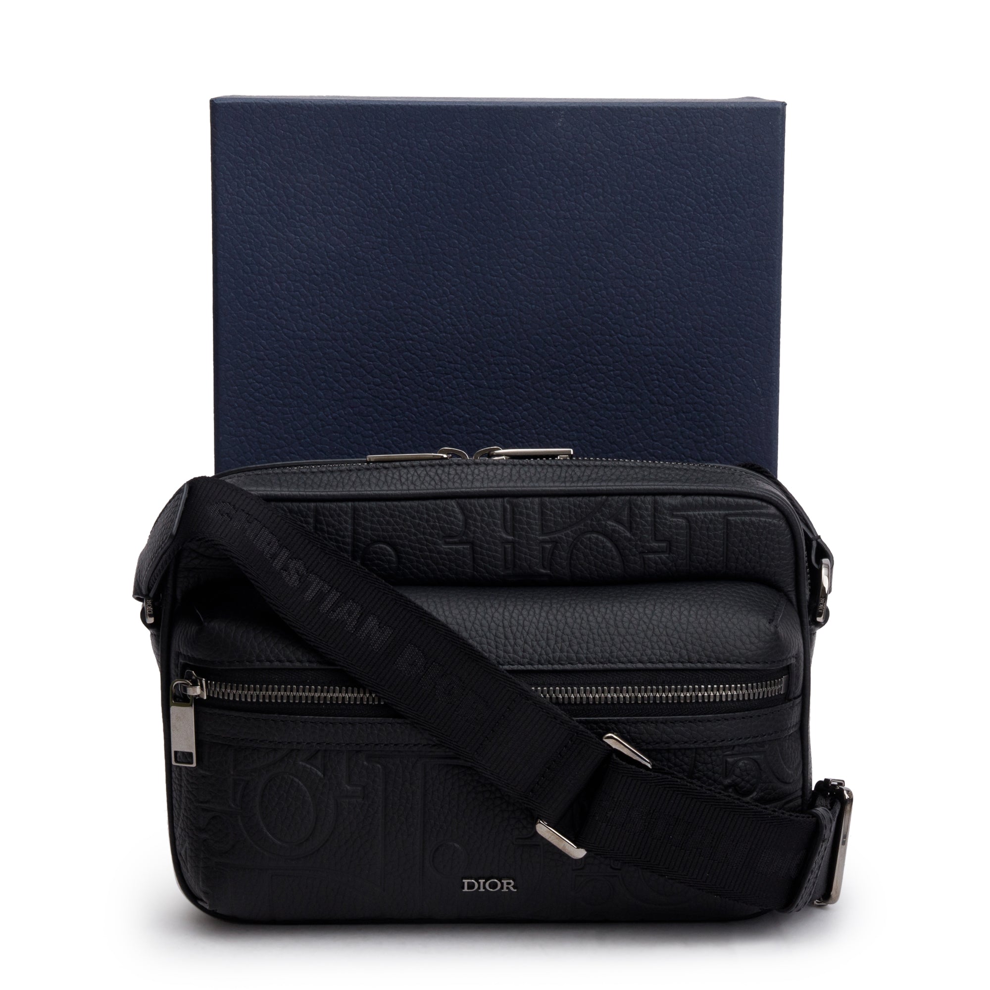 Christian Dior 2024 Black Leather Rider 2.0 Zipped Messenger Bag w/ Box