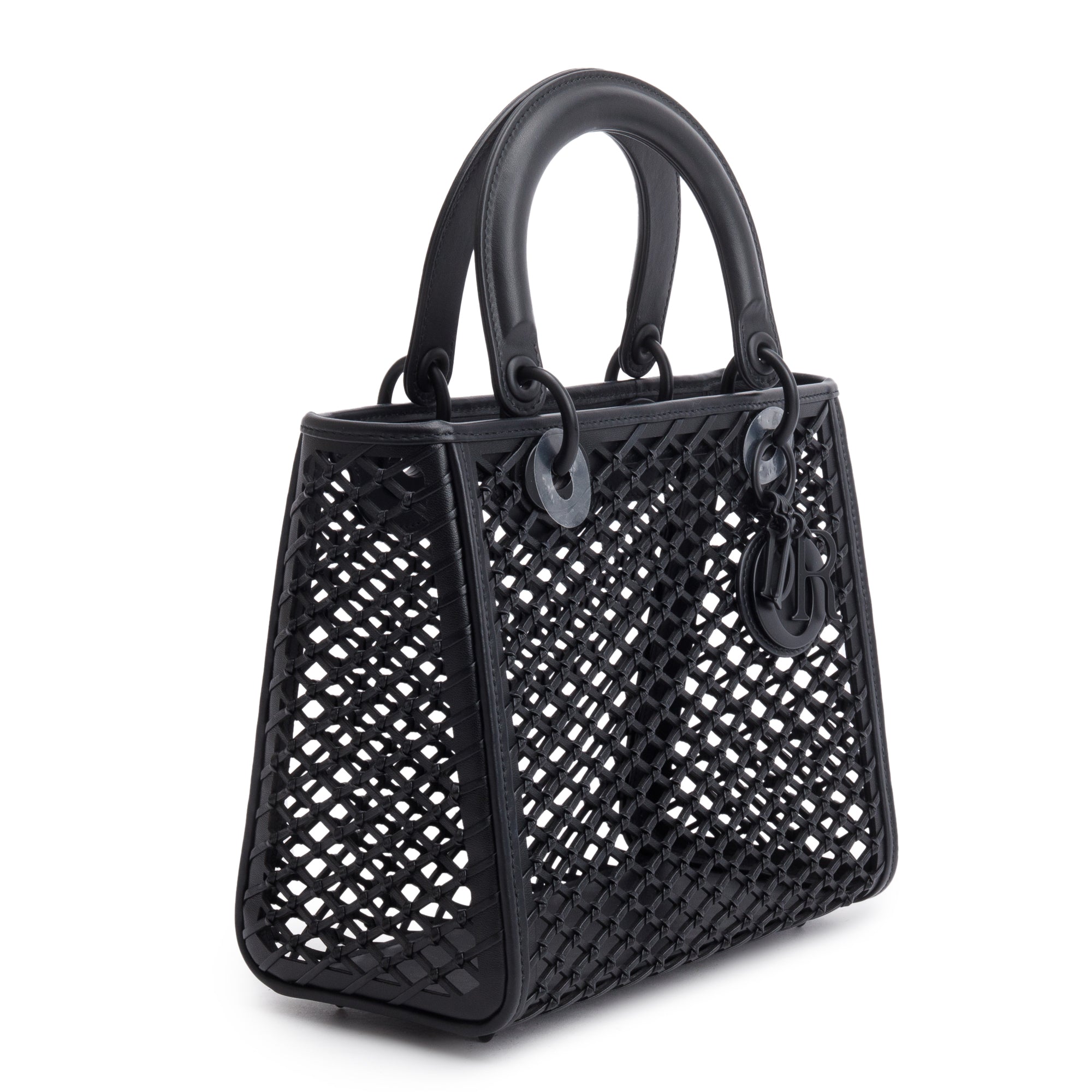 Christian Dior 2024 Black Leather So Black Medium Lady Dior Bag w/ Strap & Pouch