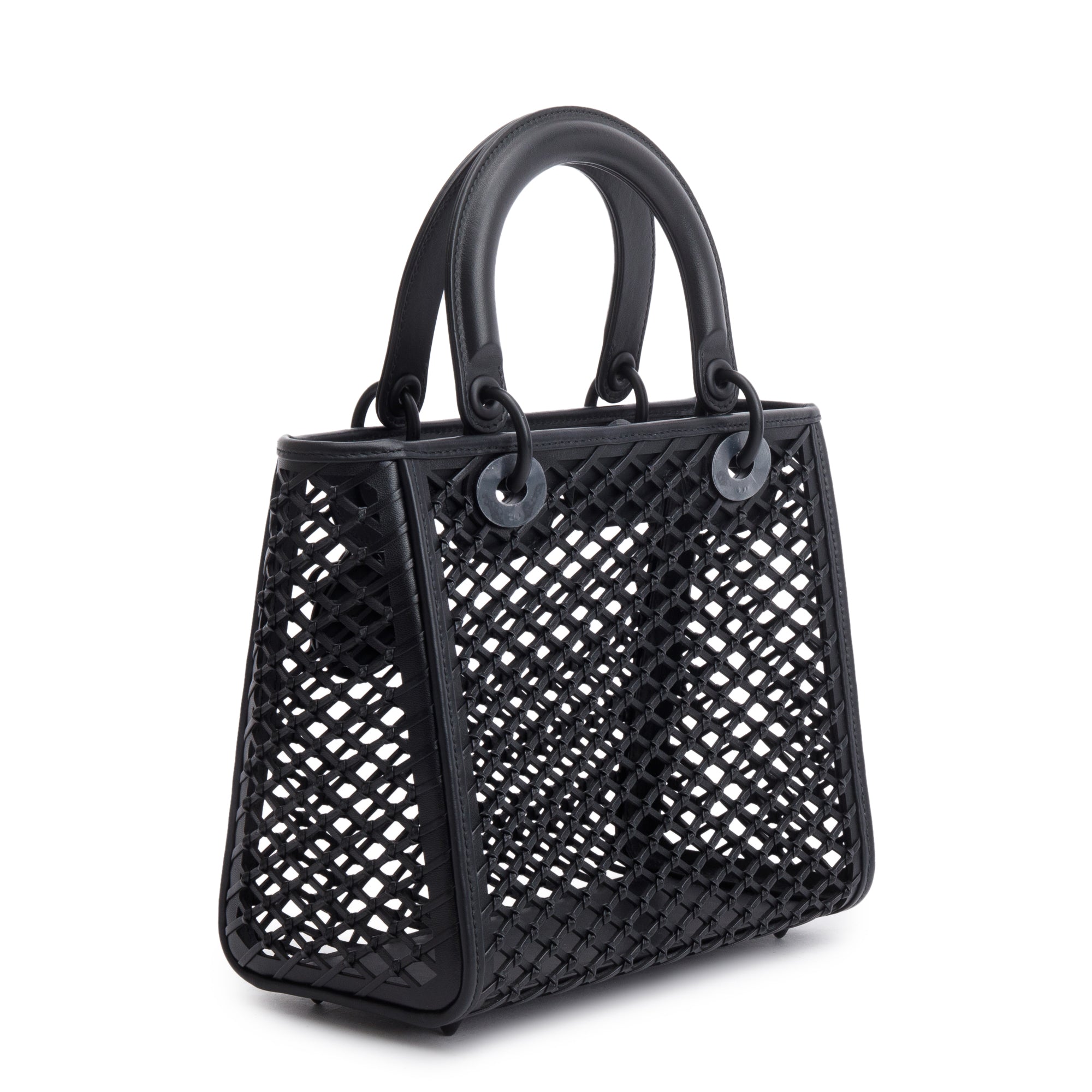 Christian Dior 2024 Black Leather So Black Medium Lady Dior Bag w/ Strap & Pouch