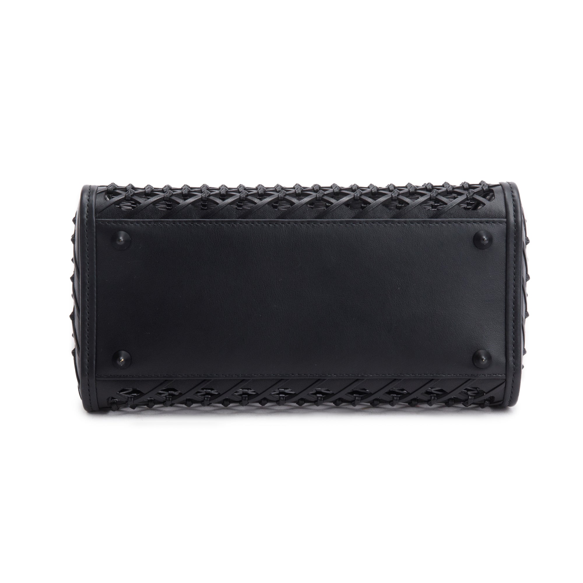 Christian Dior 2024 Black Leather So Black Medium Lady Dior Bag w/ Strap & Pouch