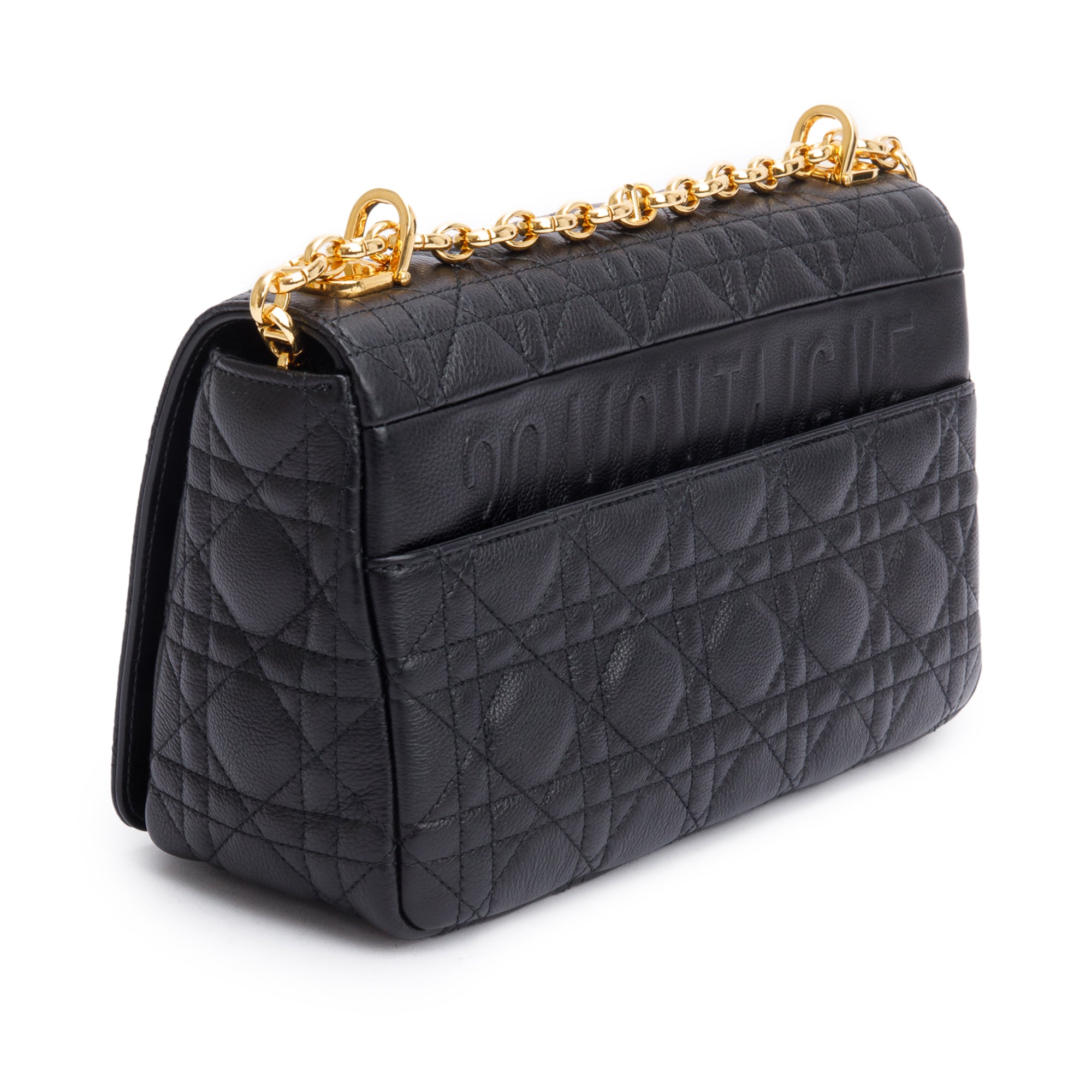 Christian Dior 2024 Black Supple Cannage Calfskin Leather Medium Dior Caro Bag w/ Box & Authenticity Card