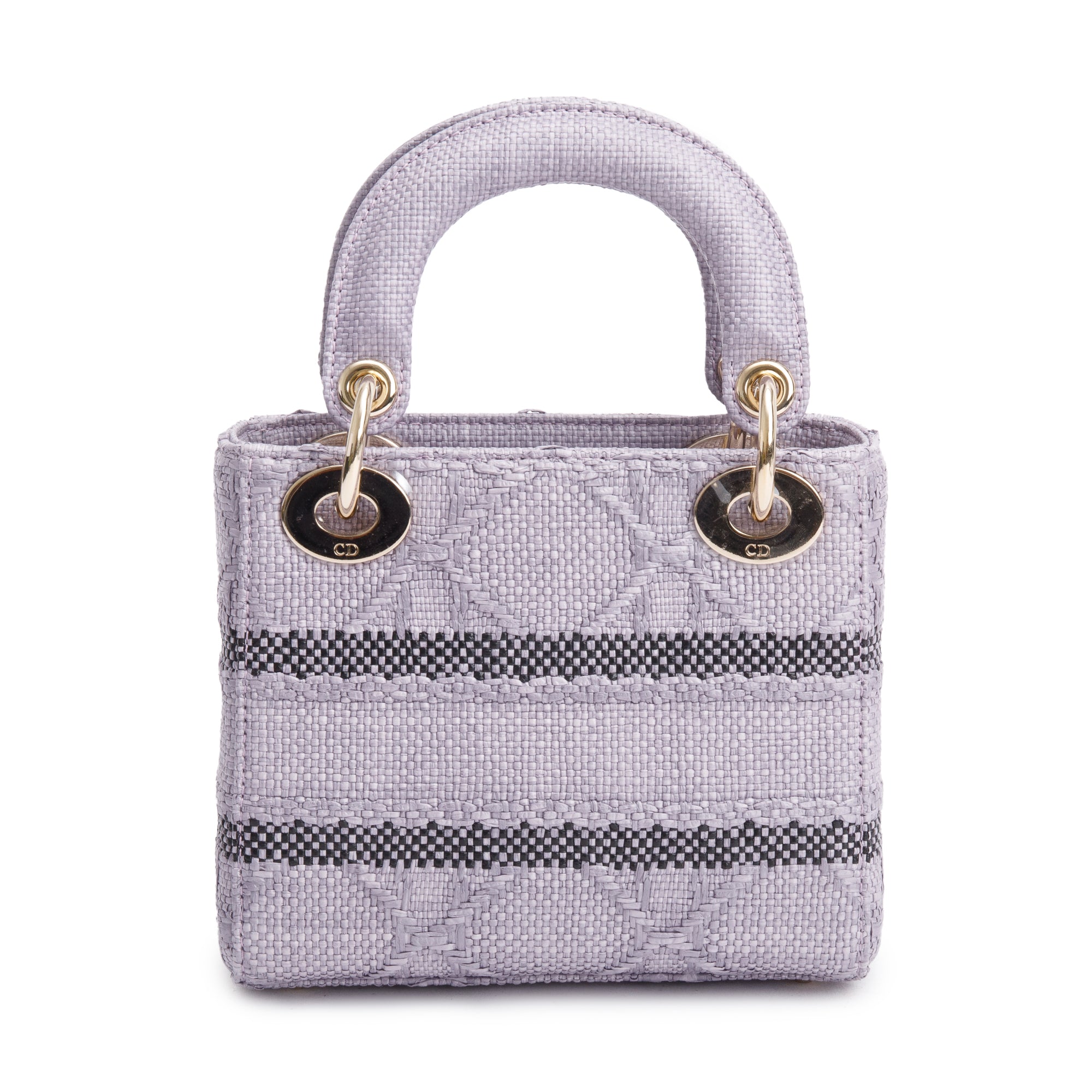 Christian Dior 2024 Purple Cannage Raffia Mini Lady D-Lite Bag w/ Strap, Box & Authenticity Card