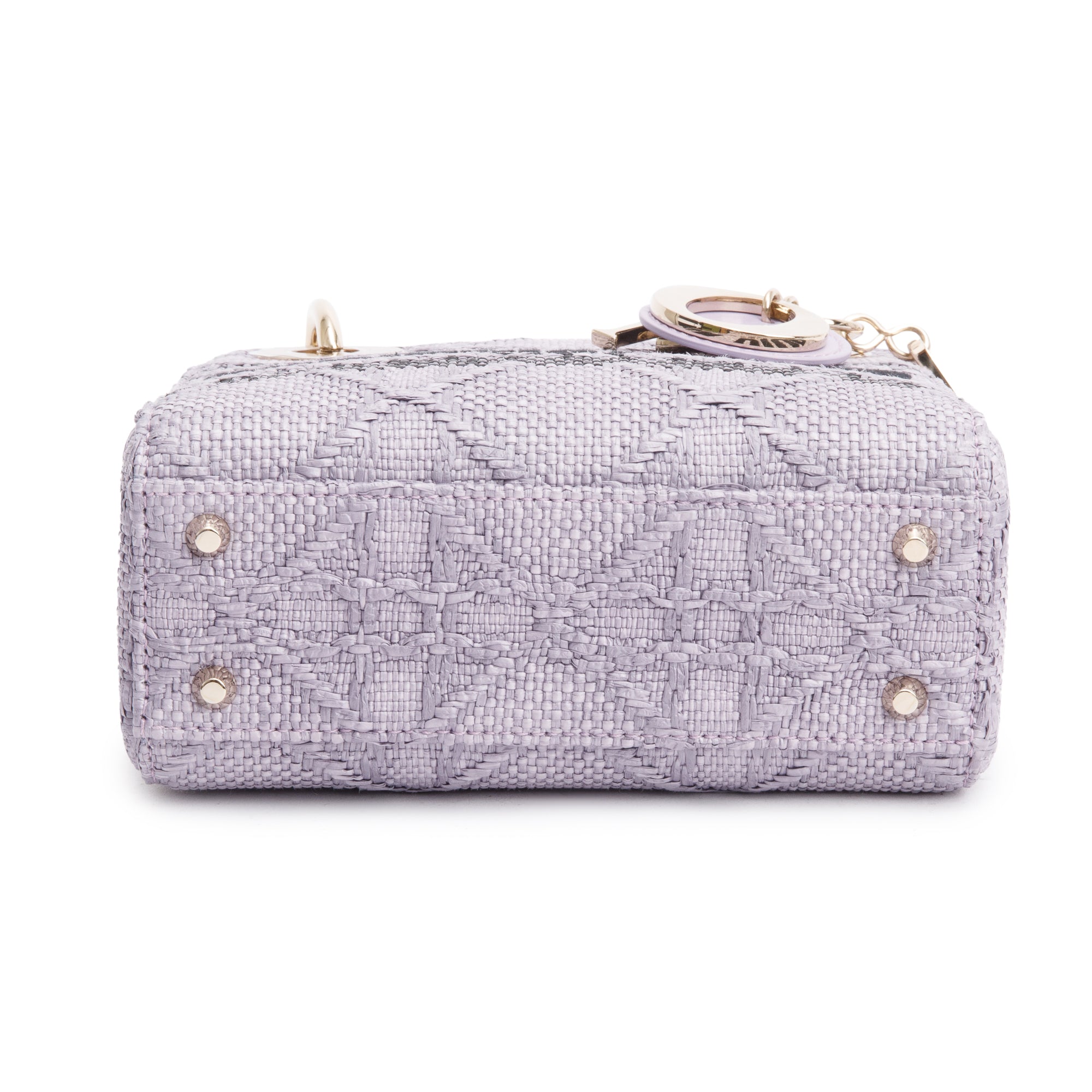 Christian Dior 2024 Purple Cannage Raffia Mini Lady D-Lite Bag w/ Strap, Box & Authenticity Card