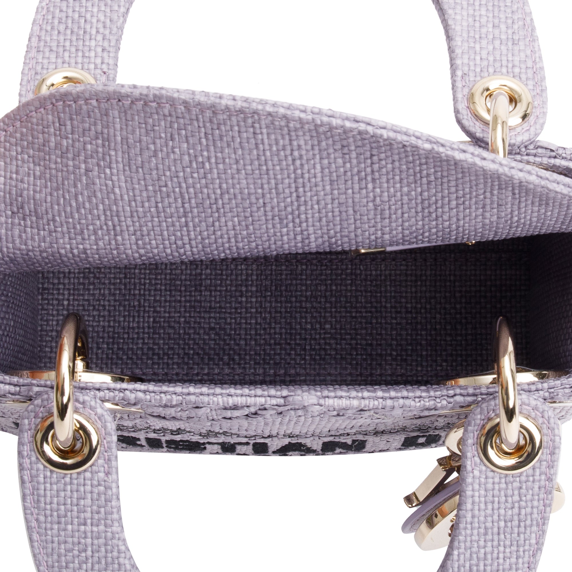 Christian Dior 2024 Purple Cannage Raffia Mini Lady D-Lite Bag w/ Strap, Box & Authenticity Card
