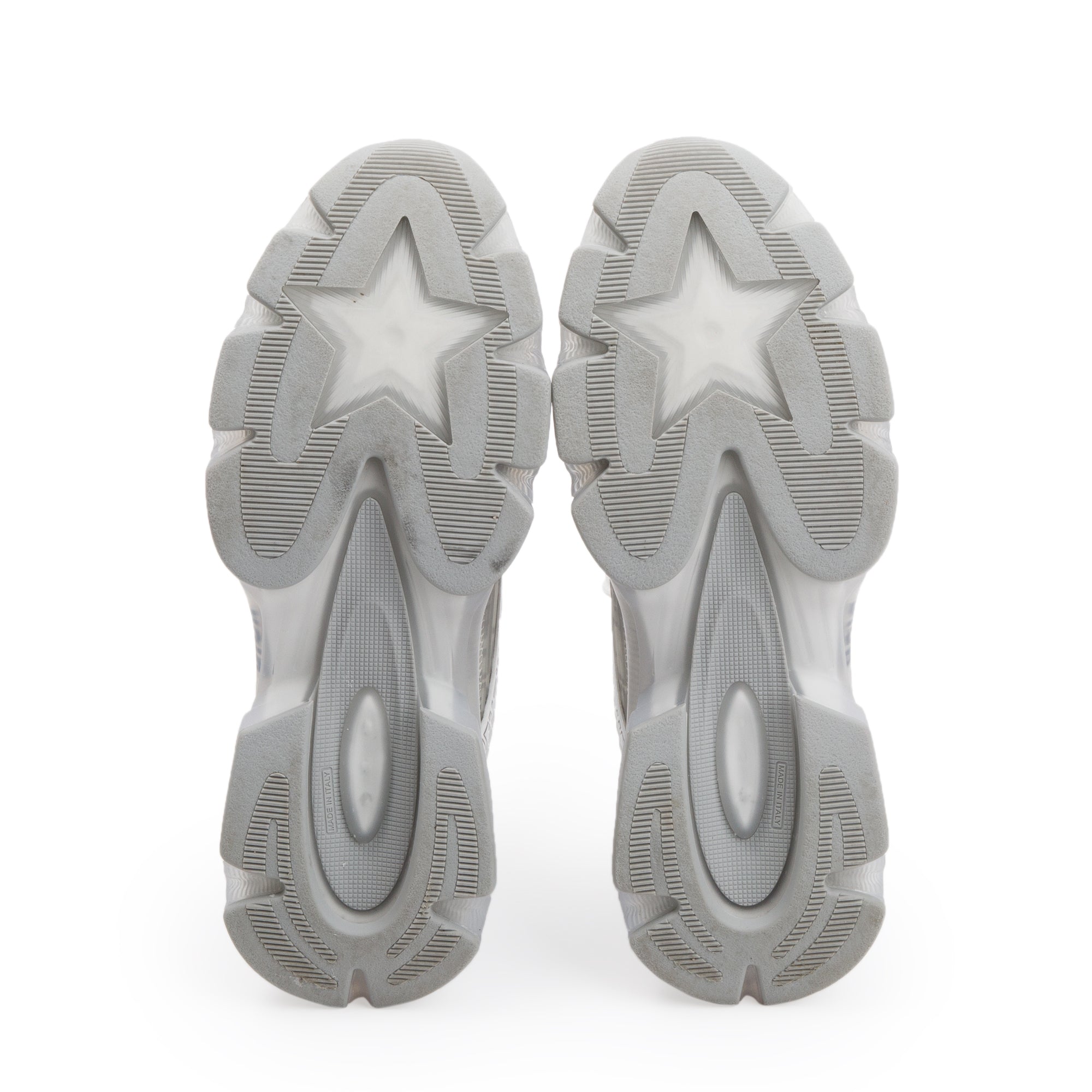 Christian Dior 2024 White/Grey Oblique Canvas and Transparent Rubber Vibe Sneakers, Size 38.5