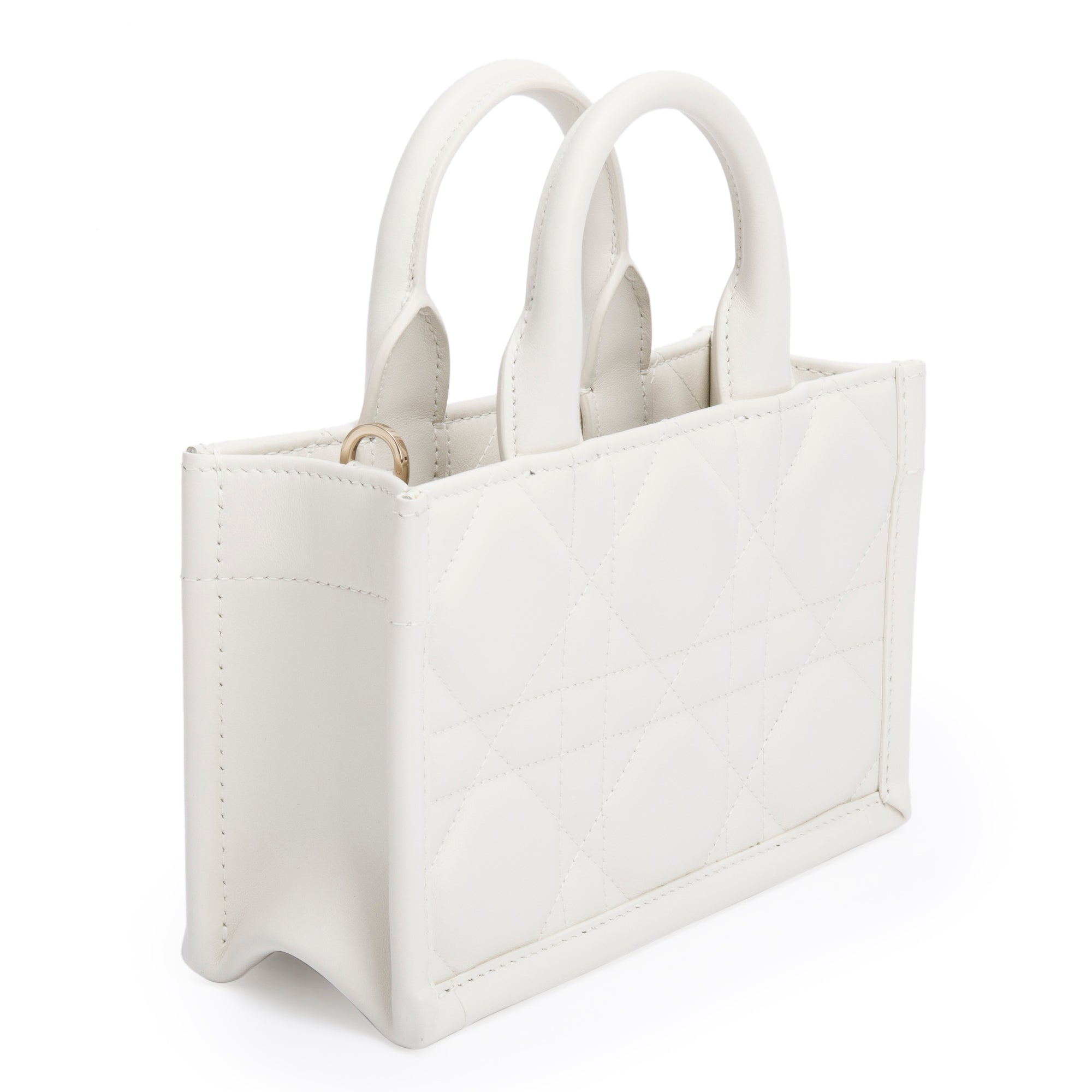 Christian Dior 2024White Macrocannage Lambskin Mini Book Tote w/ Strap, Box & Authenticity Card