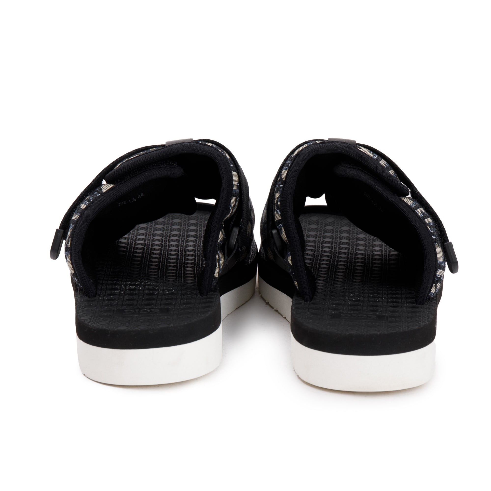 Christian Dior Beige & Black Oblique Jacquard Alpha Sandal, Size 44