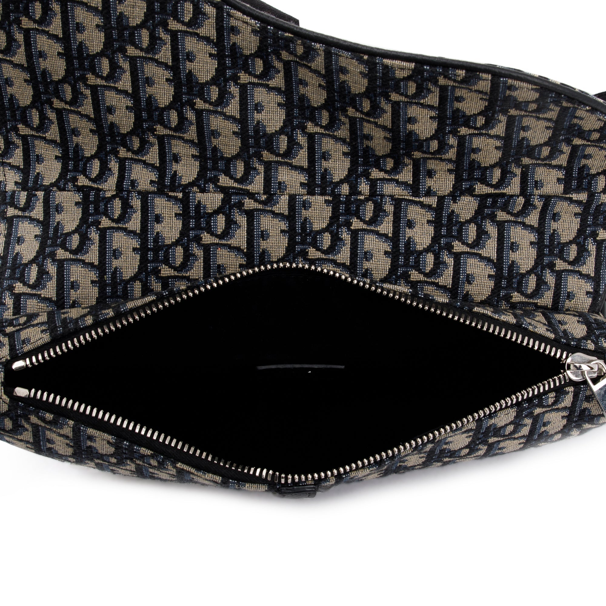 Christian Dior Beige & Black Oblique Mens Saddle Bag w/ Box & Authenticity Card