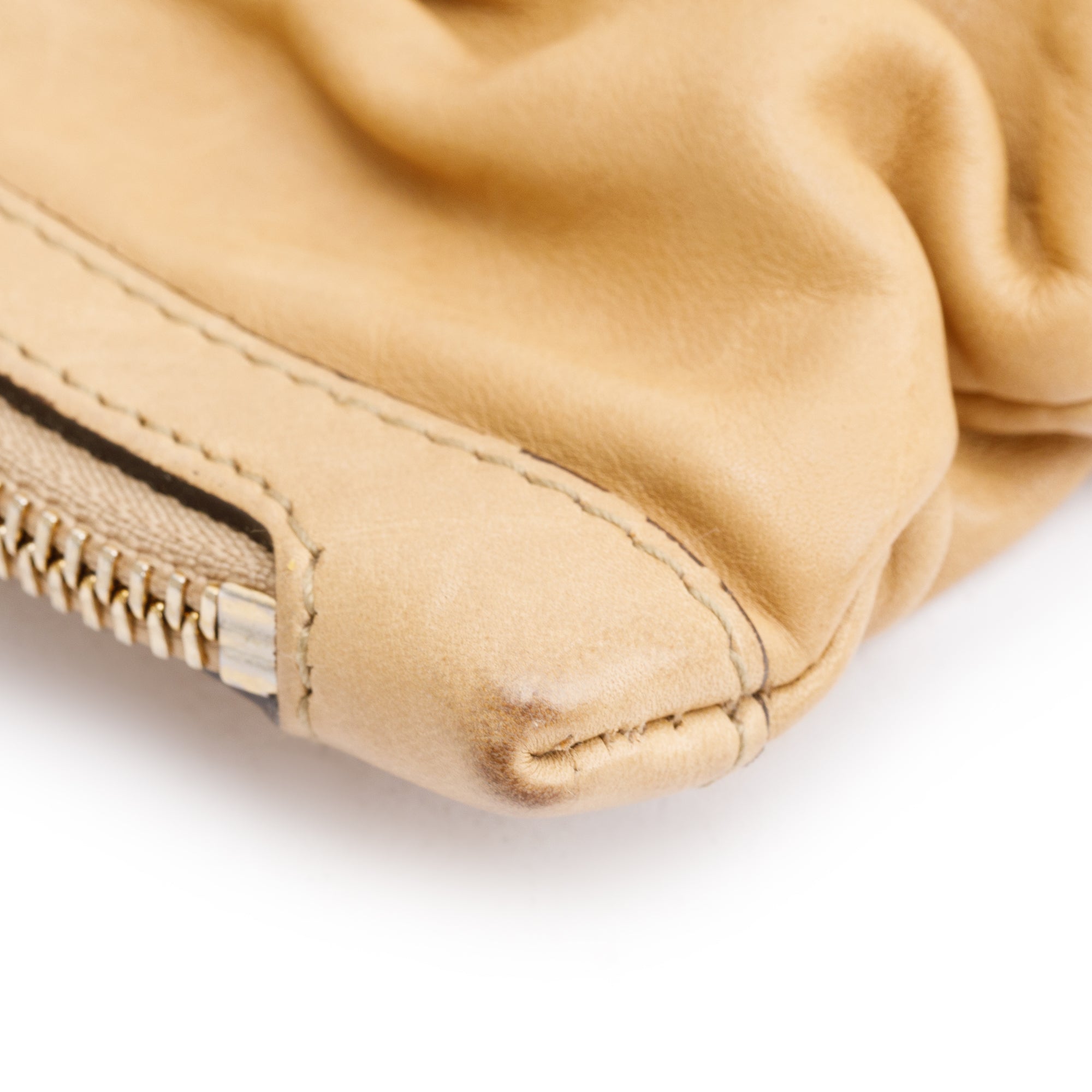 Christian Dior Beige Calfskin Leather Soft Babe Handle Bag w/ pouch