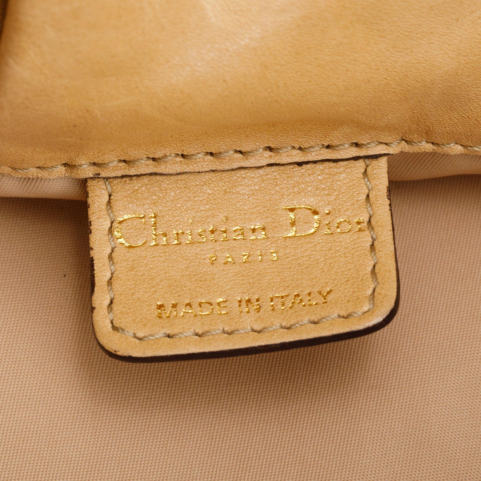 Christian Dior Beige Calfskin Leather Soft Babe Handle Bag w/ pouch