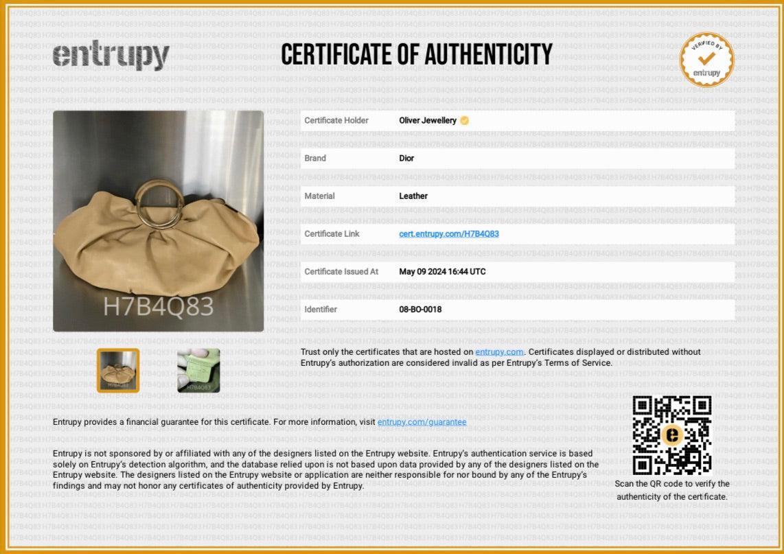 Christian Dior Beige Calfskin Leather Soft Babe Handle Bag w/ pouch