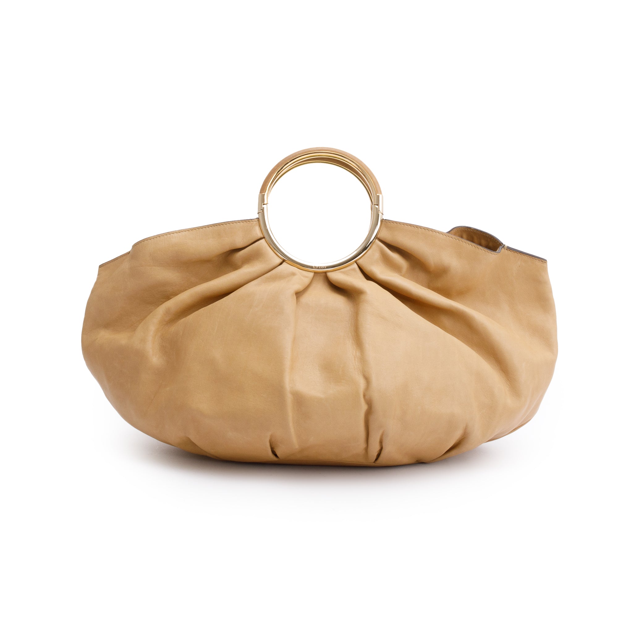 Christian Dior Beige Calfskin Leather Soft Babe Handle Bag w/ pouch