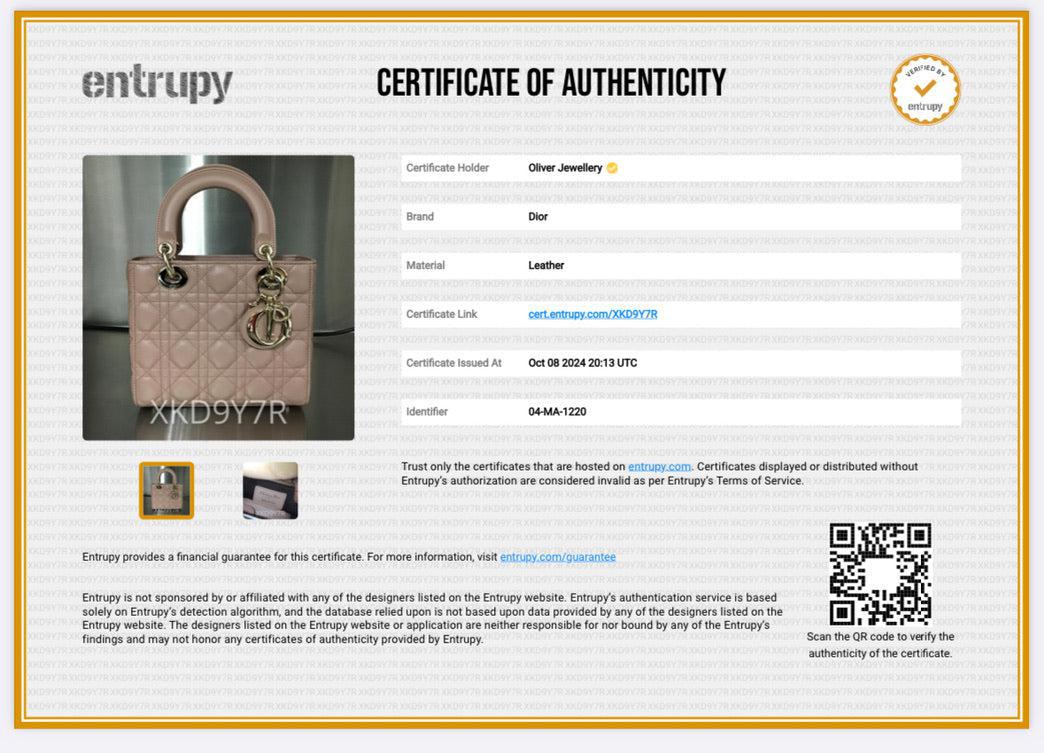 Christian Dior Beige Cannage Lambskin Leather Small Lady Dior My Abcdior Bag w/ Strap