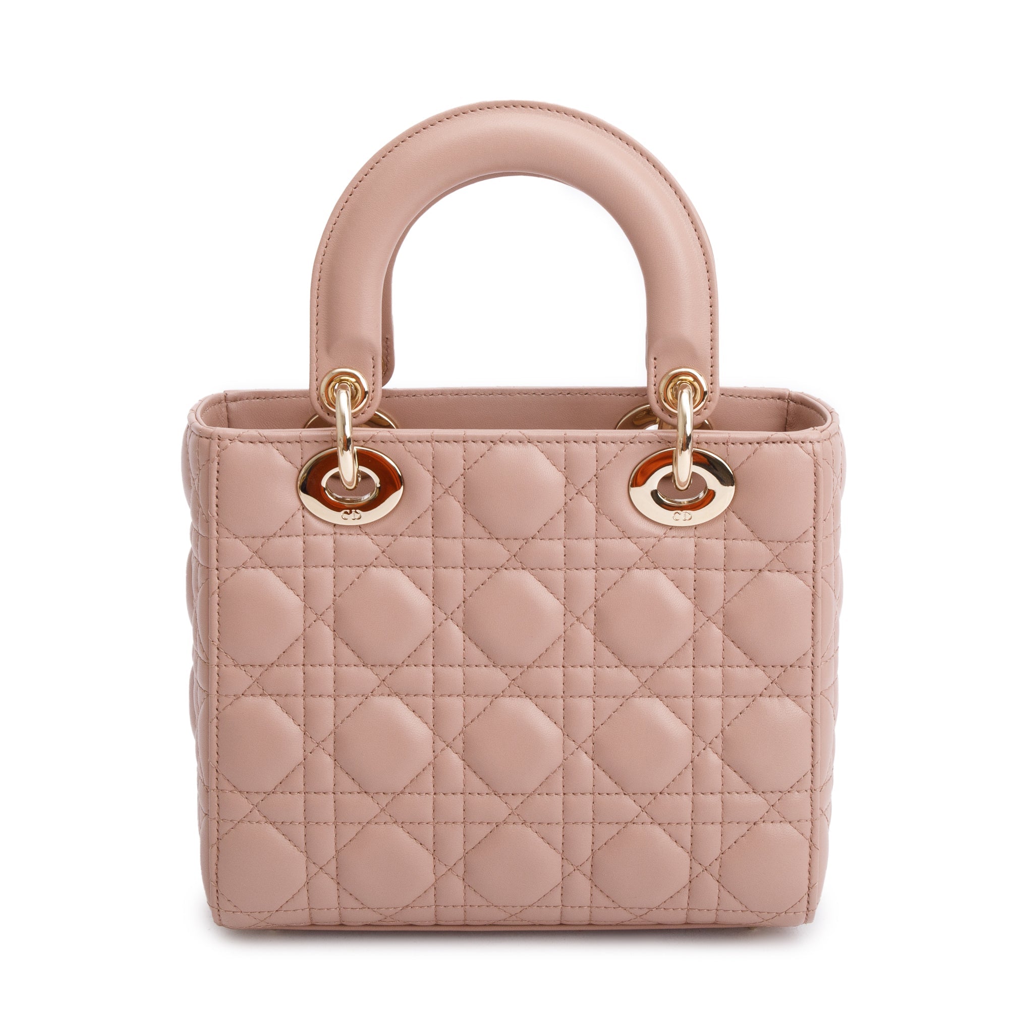 Christian Dior Beige Cannage Lambskin Leather Small Lady Dior My Abcdior Bag w/ Strap