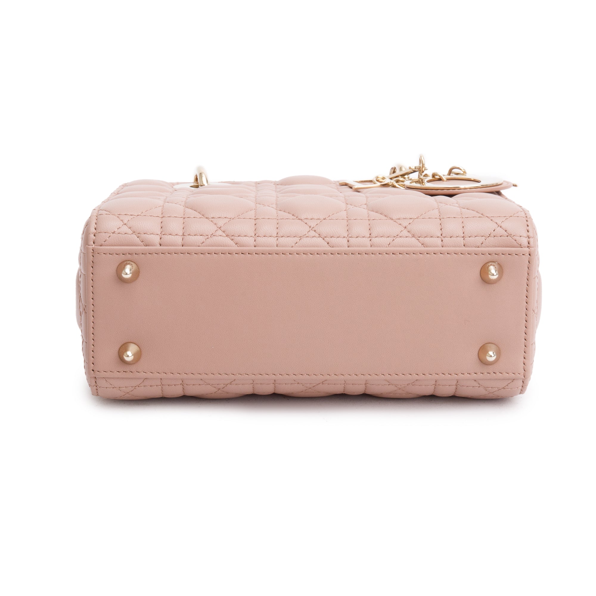 Christian Dior Beige Cannage Lambskin Leather Small Lady Dior My Abcdior Bag w/ Strap