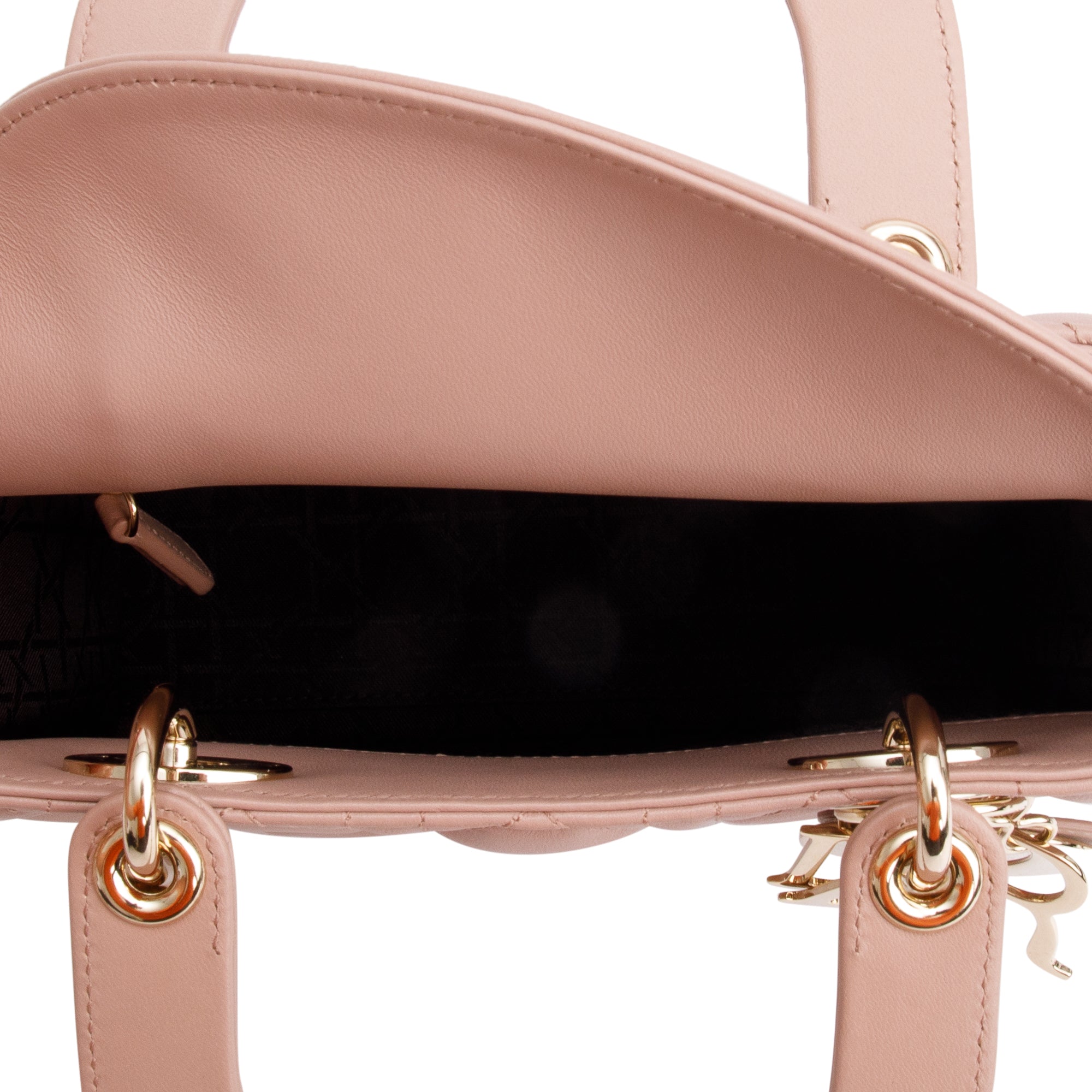 Christian Dior Beige Cannage Lambskin Leather Small Lady Dior My Abcdior Bag w/ Strap