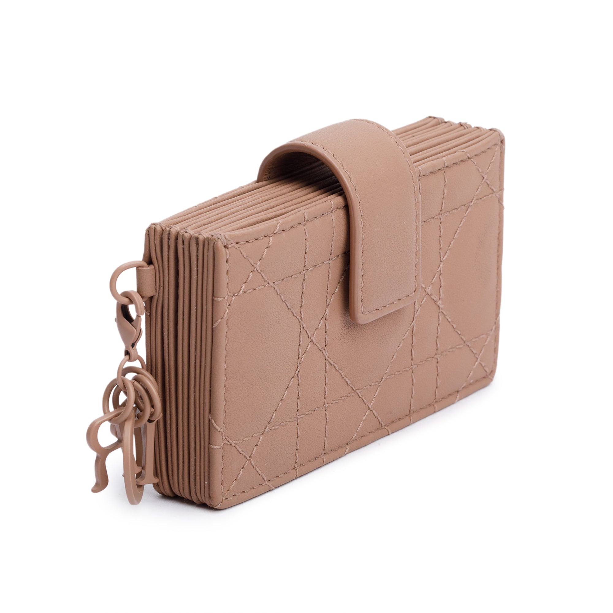 Christian Dior Beige Cannage Leather Lady Dior Jasmin Card Holder