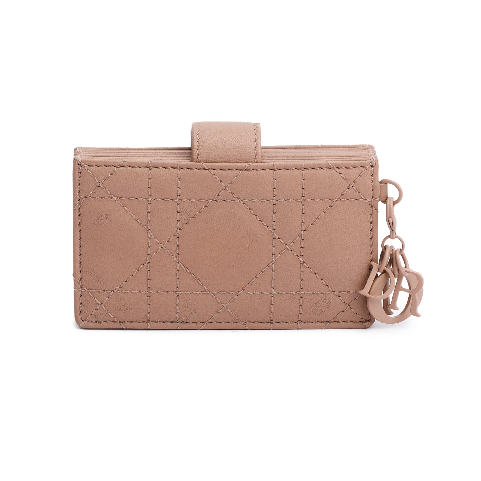 Christian Dior Beige Cannage Leather Lady Dior Jasmin Card Holder