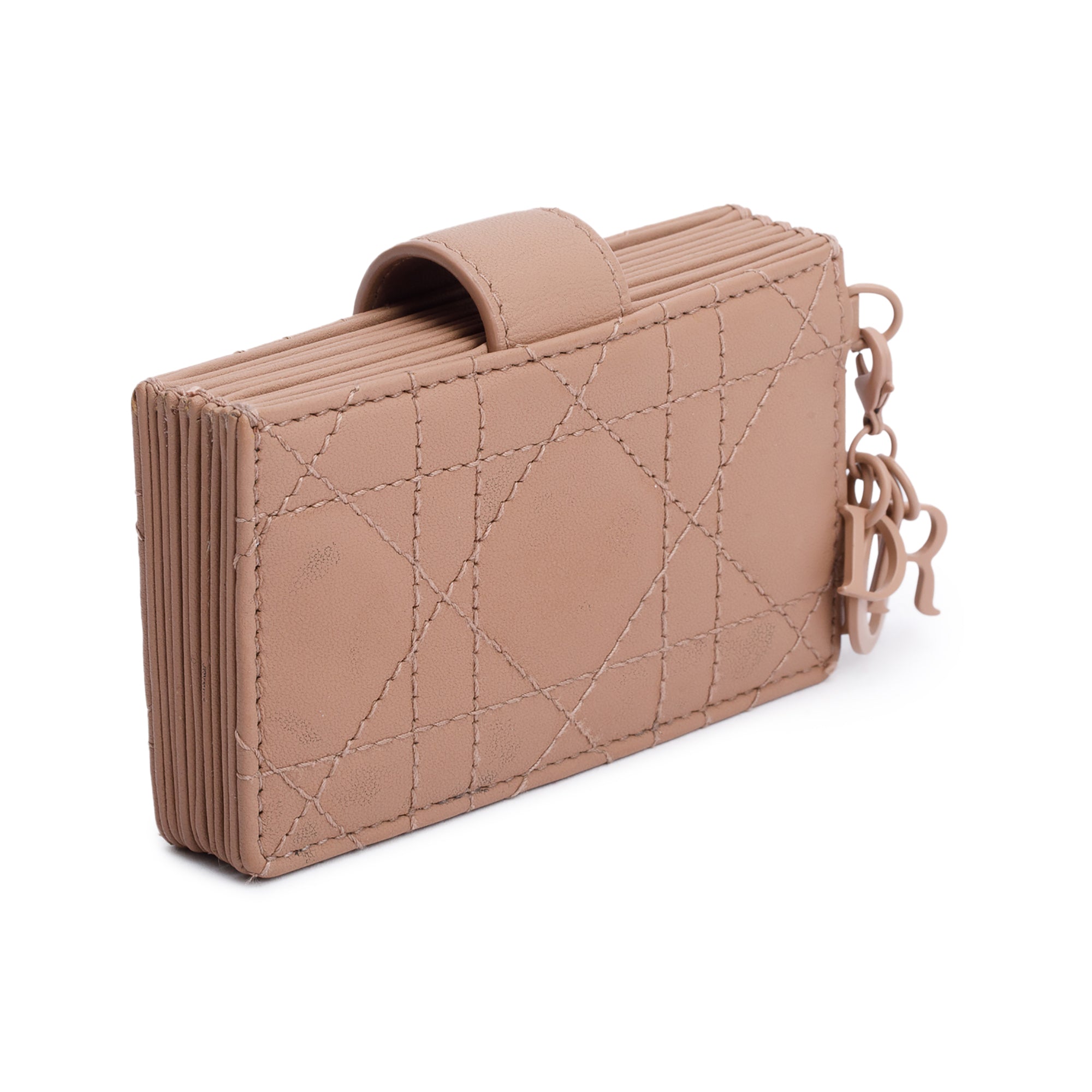 Christian Dior Beige Cannage Leather Lady Dior Jasmin Card Holder