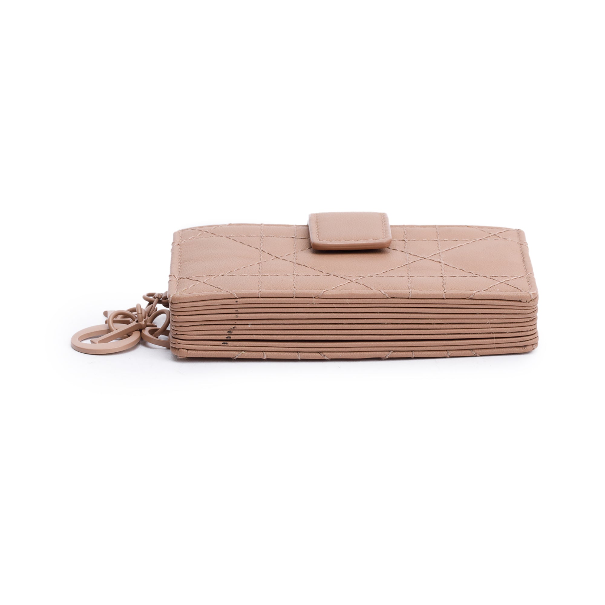 Christian Dior Beige Cannage Leather Lady Dior Jasmin Card Holder
