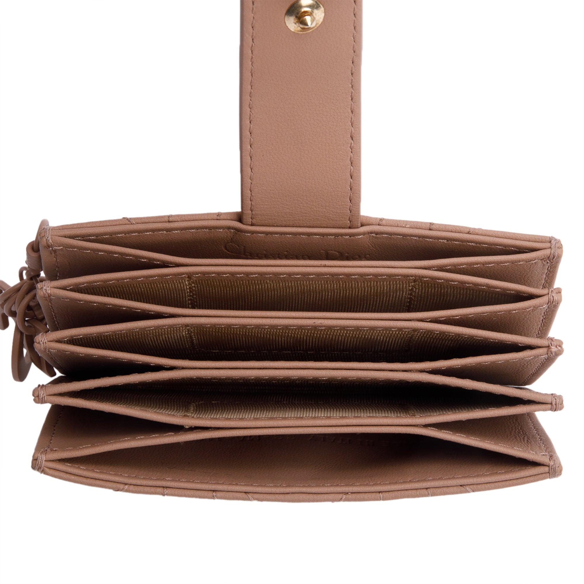 Christian Dior Beige Cannage Leather Lady Dior Jasmin Card Holder