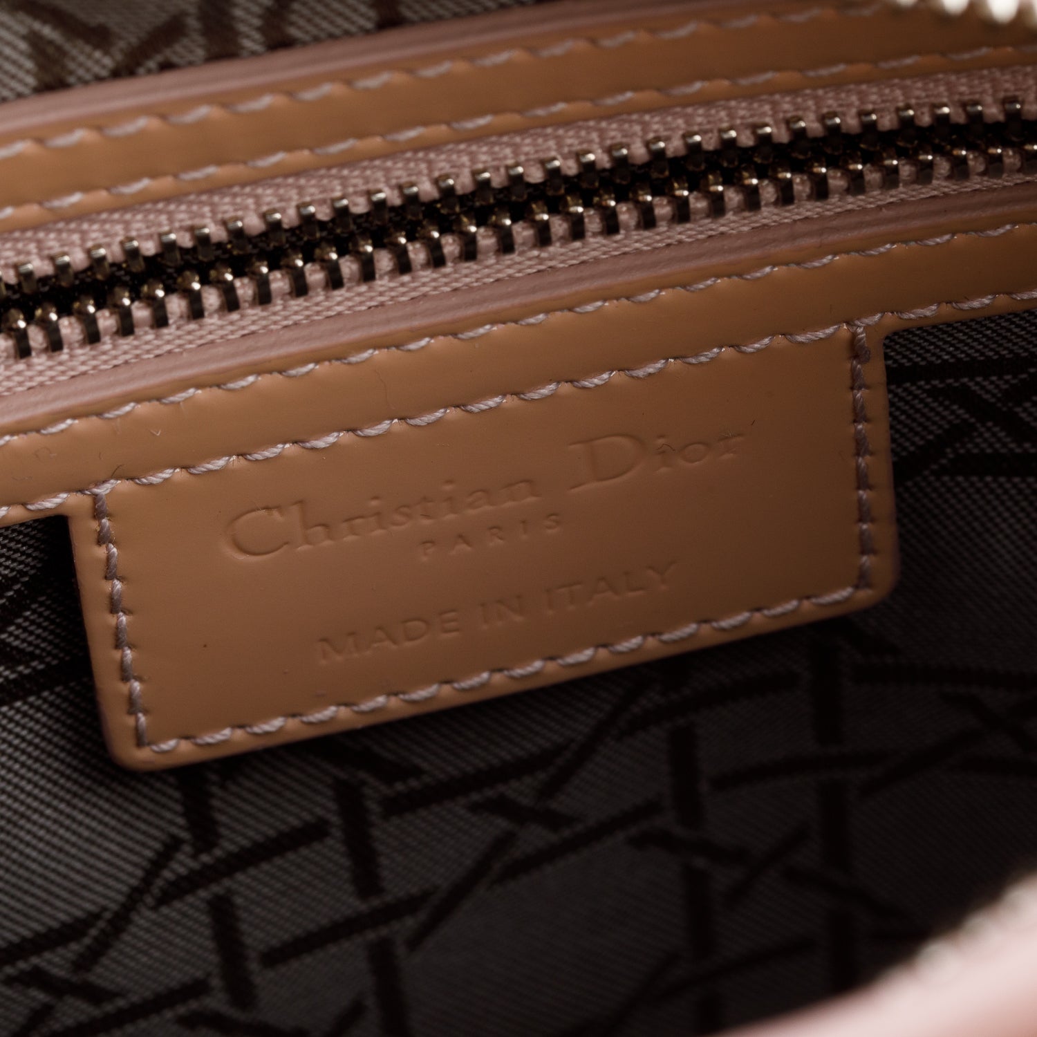 Christian Dior Beige Cannage Patent Leather Small Lady Dior Bag w/ Strap