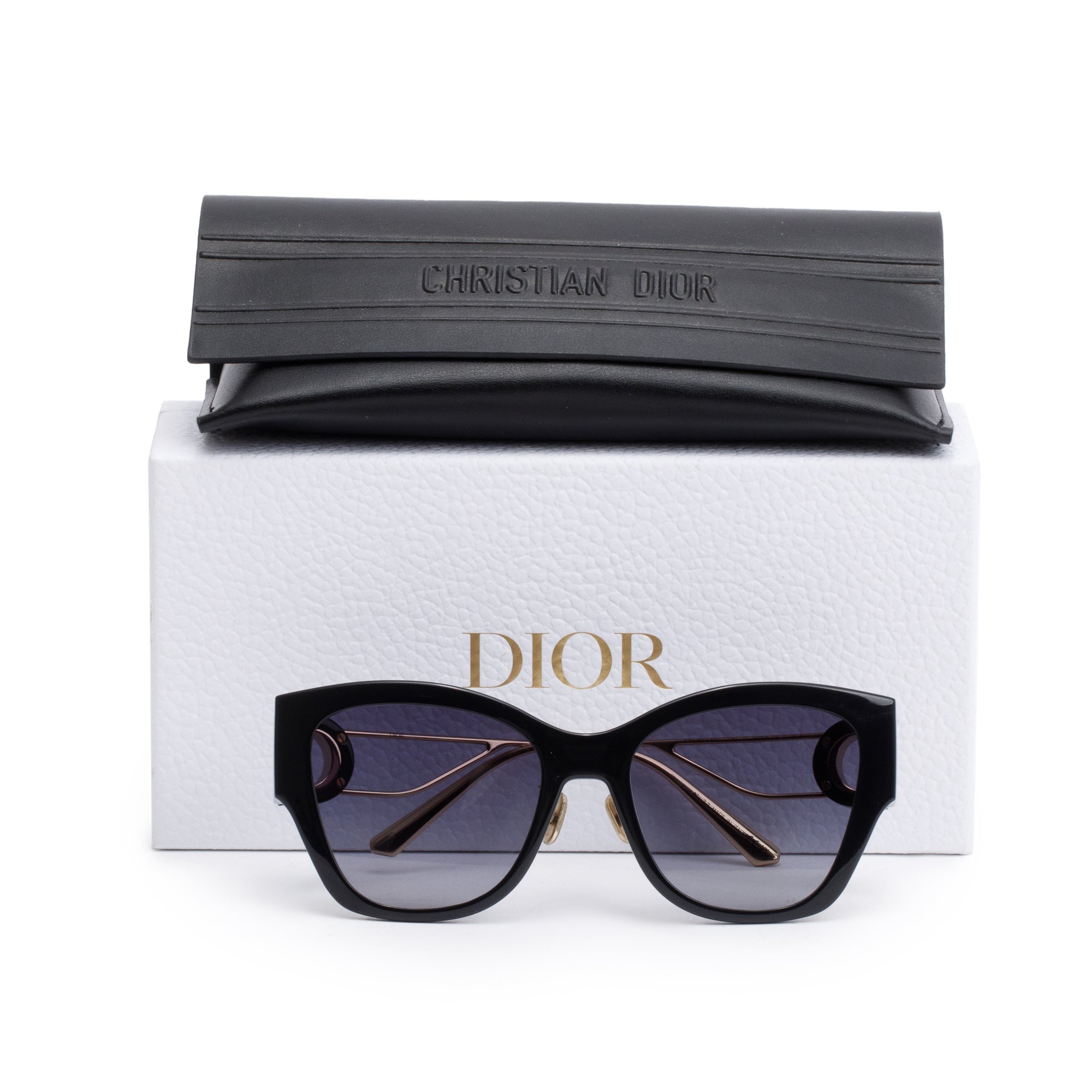 Christian Dior Black Acetate 30montaigne B2U Butterfly Sunglasses w/ Box & Case