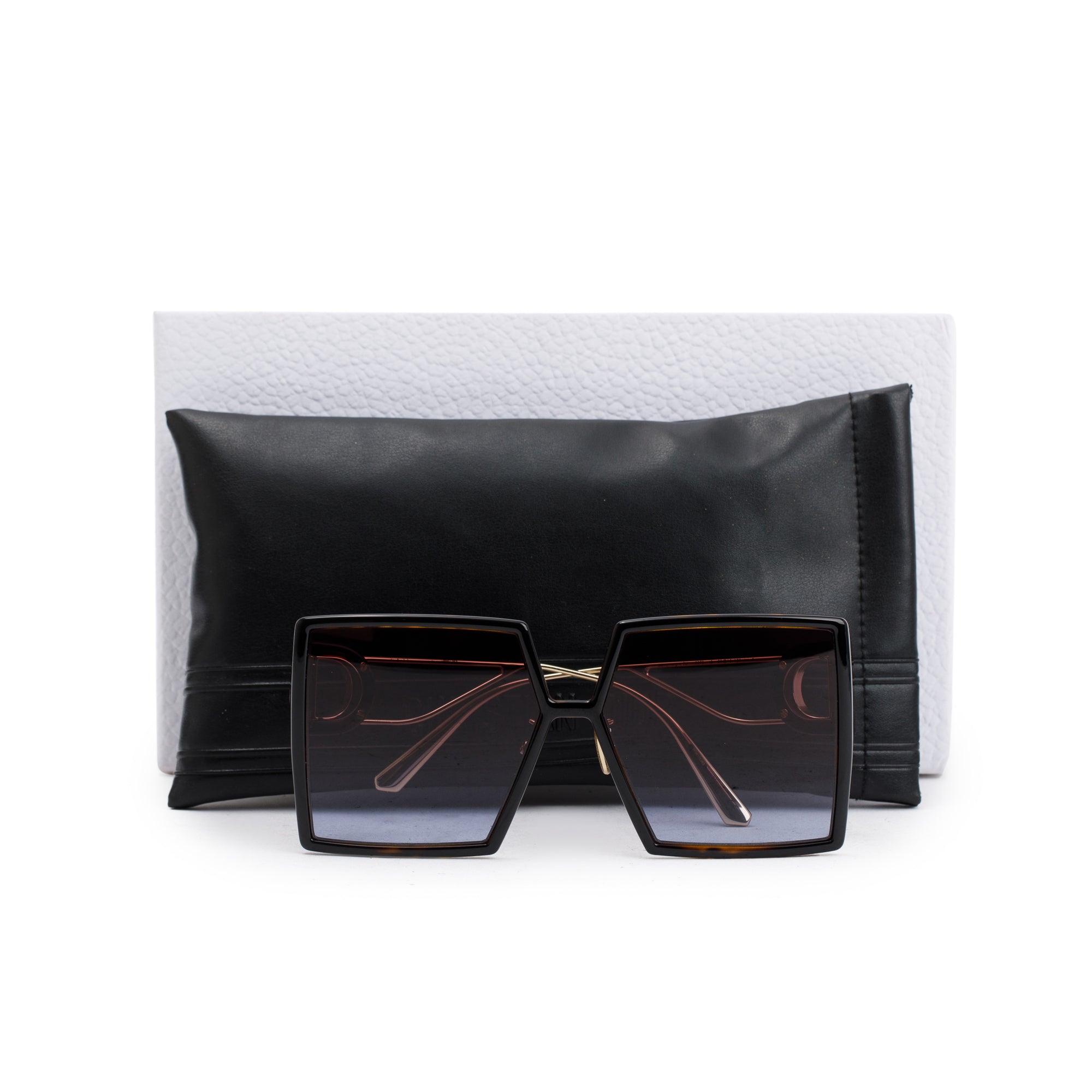 Christian Dior Black Acetate 30montaigne SU Oversized Square Sunglasses w/ Box & Case