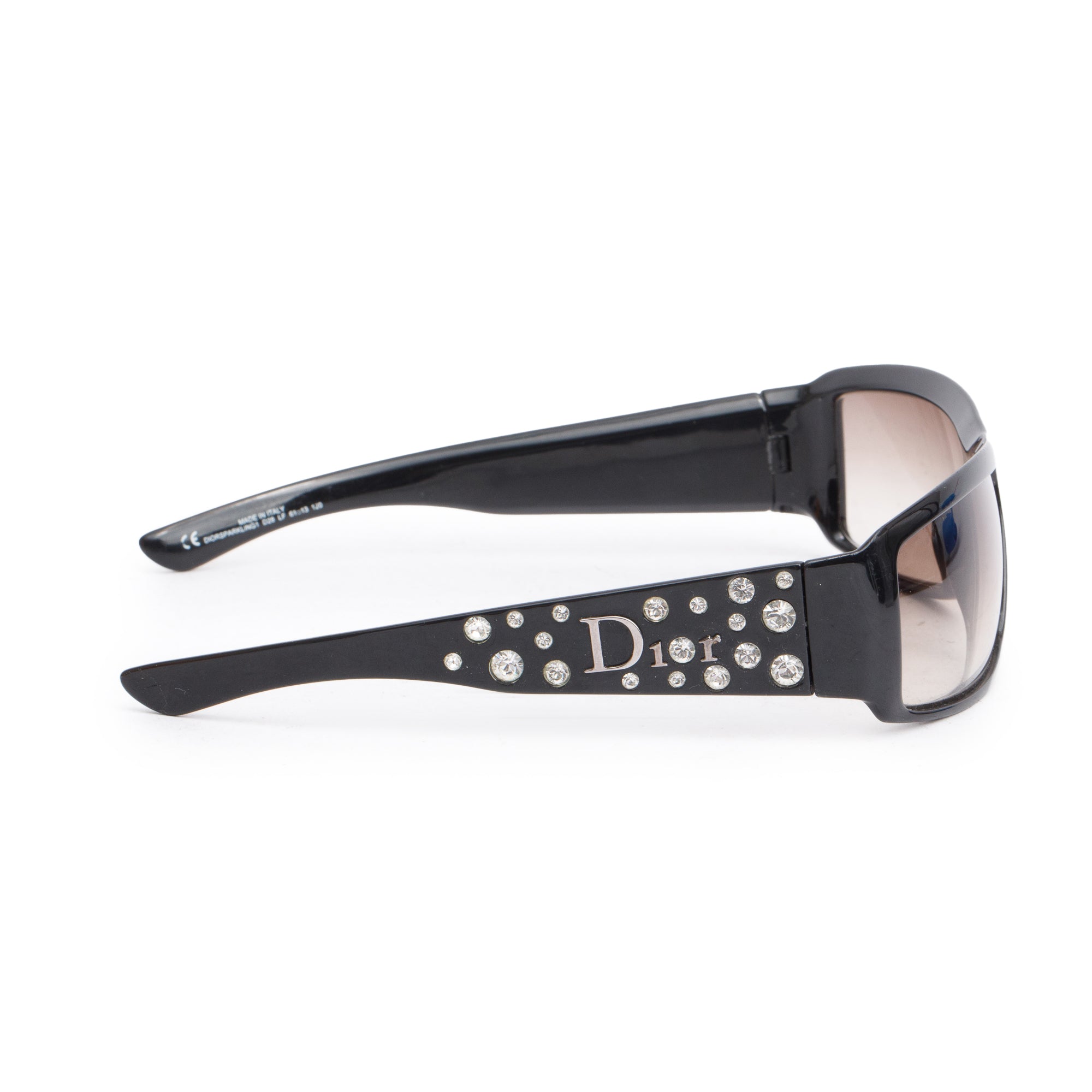 Christian Dior Black Acetate Crystal DiorSparkling Rectangular Sunglasses w/ Box & Case
