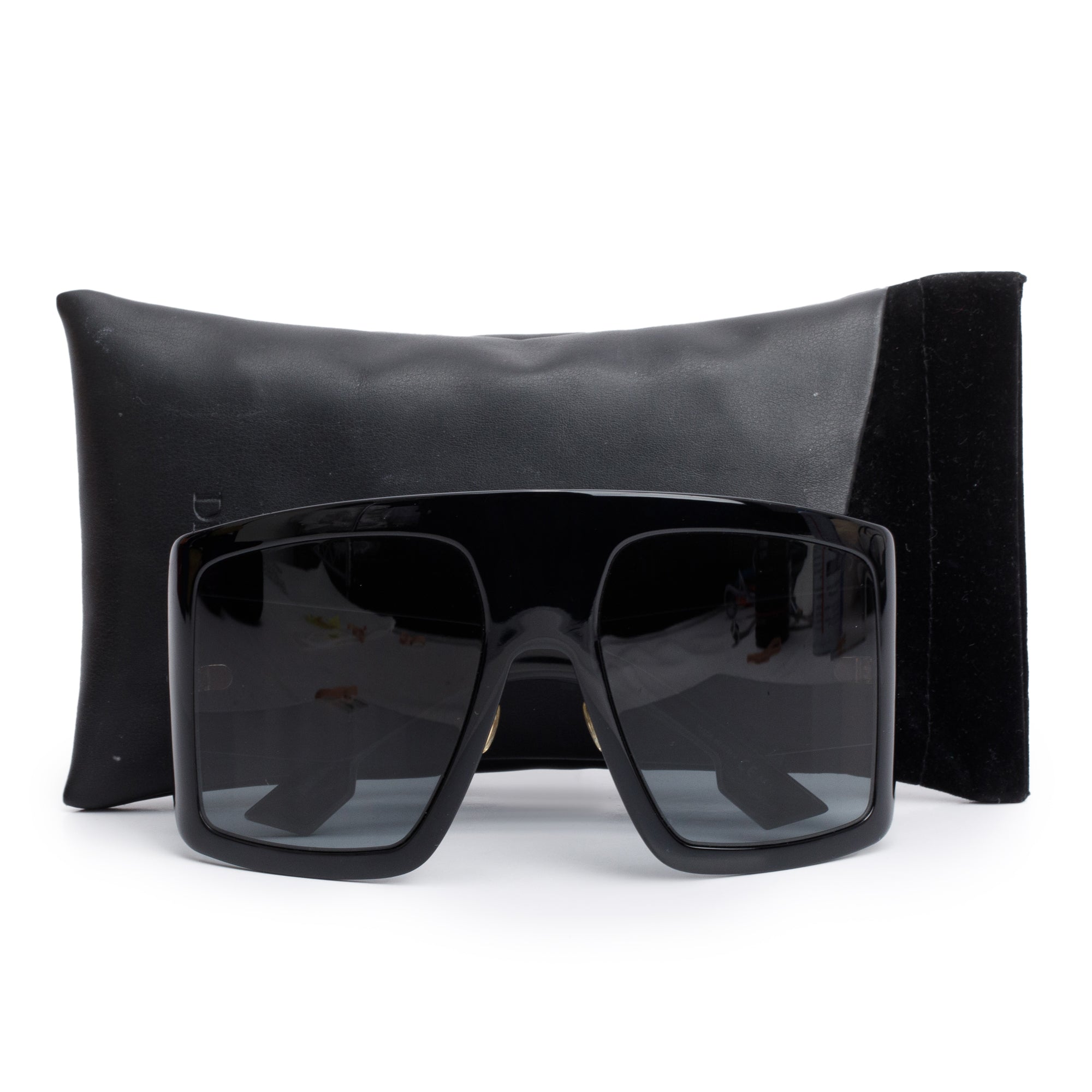 Christian Dior Black Acetate DiorSoLight1 Shield Sunglasses w/ Case