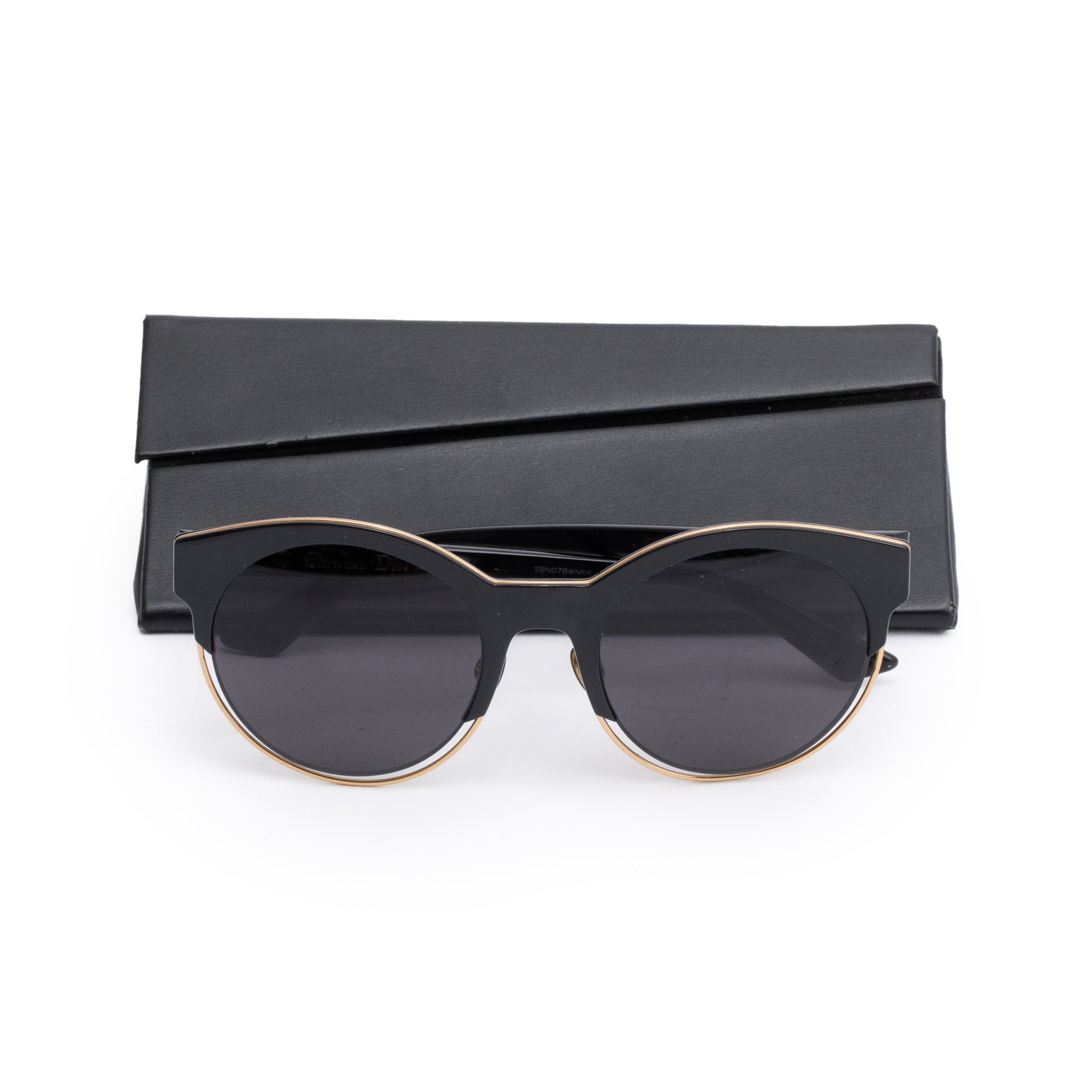 Christian Dior Black Acetate Diorsideral1 Round Sunglasses w/ Case