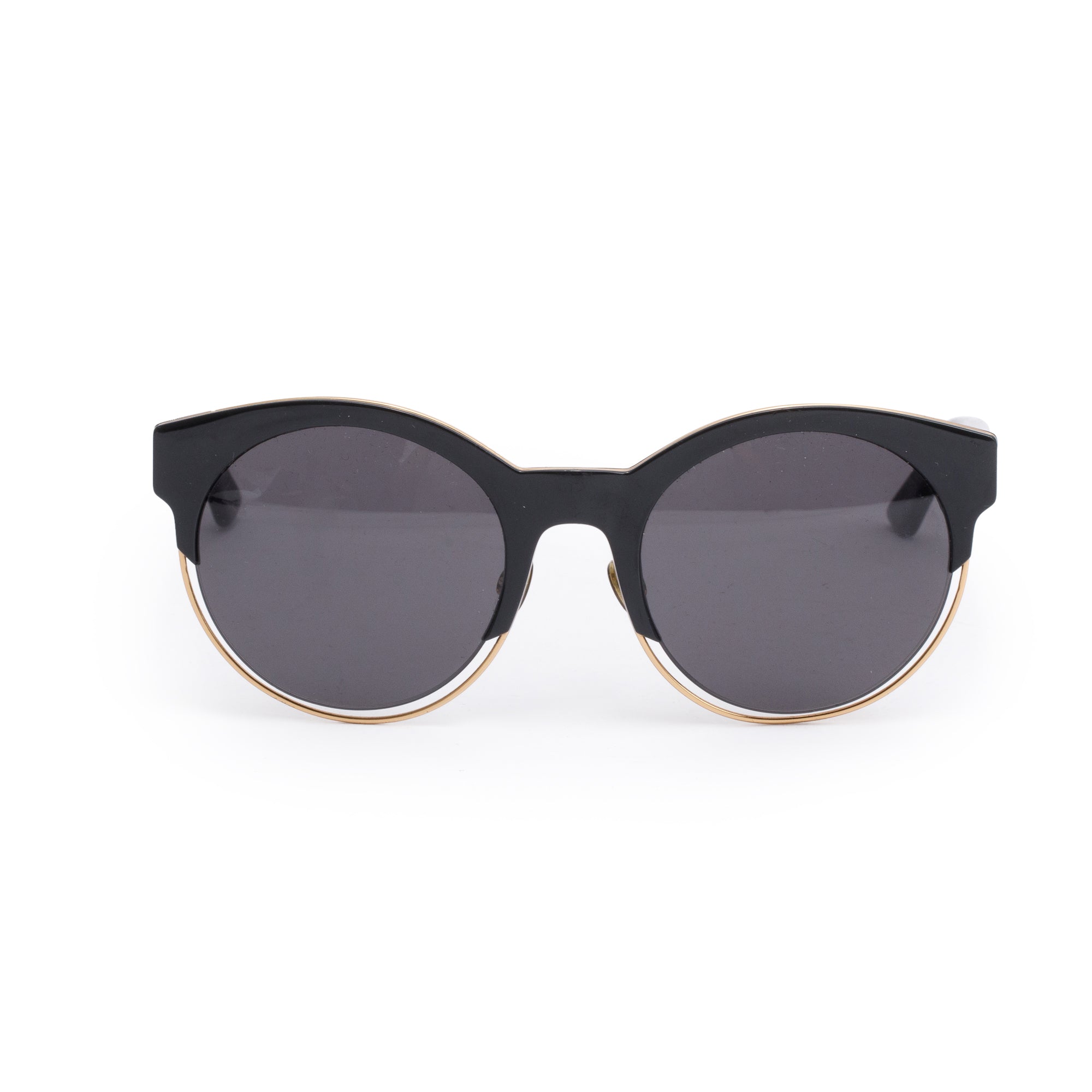 Christian Dior Black Acetate Diorsideral1 Round Sunglasses w/ Case