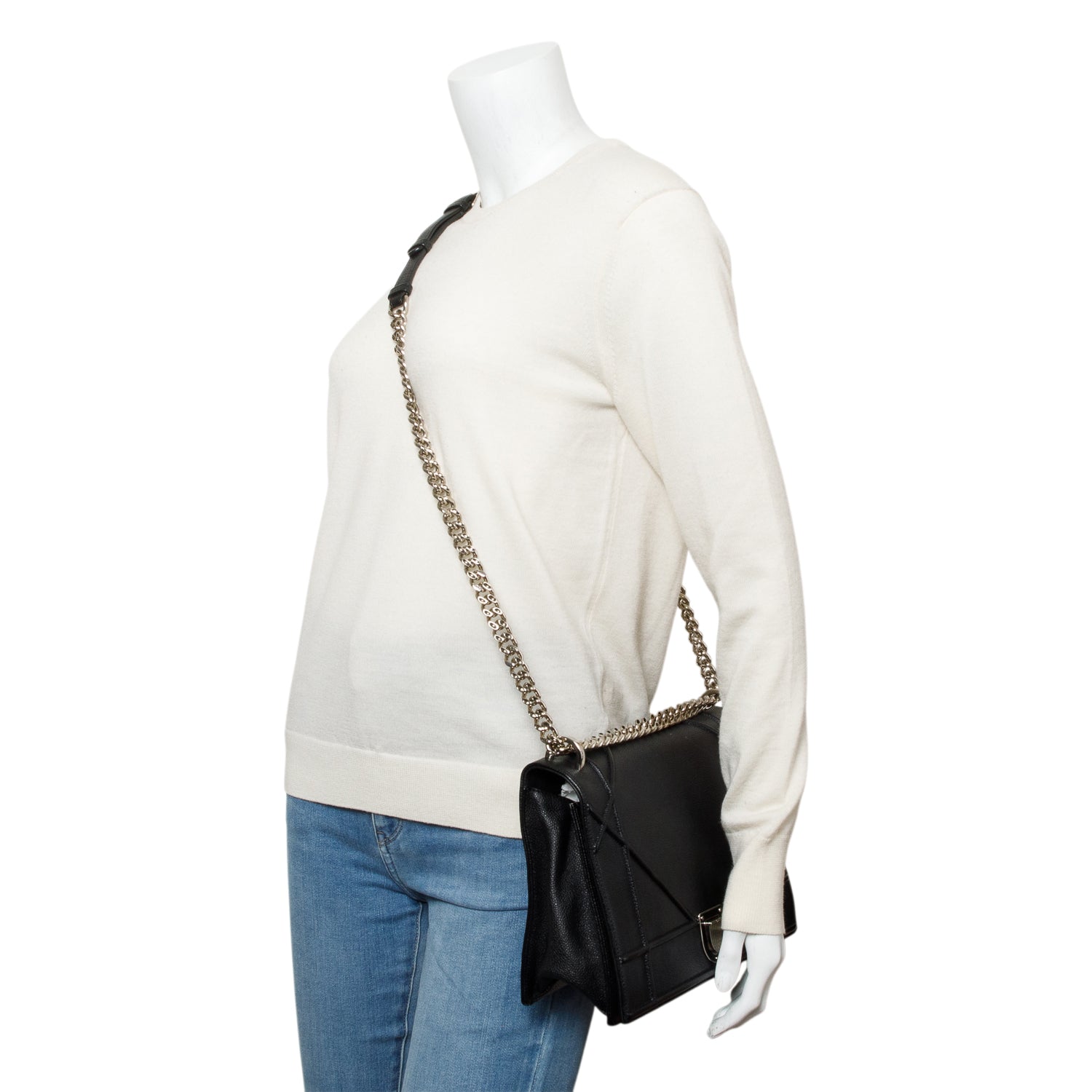 Christian Dior Black Calfskin Leather Medium Diorama Flap Bag