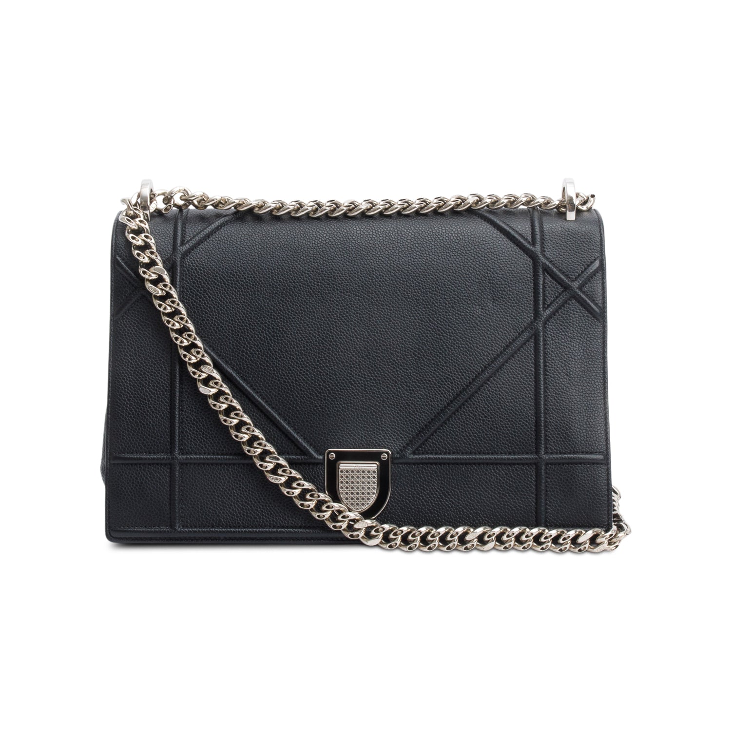 Christian Dior Black Calfskin Leather Medium Diorama Flap Bag