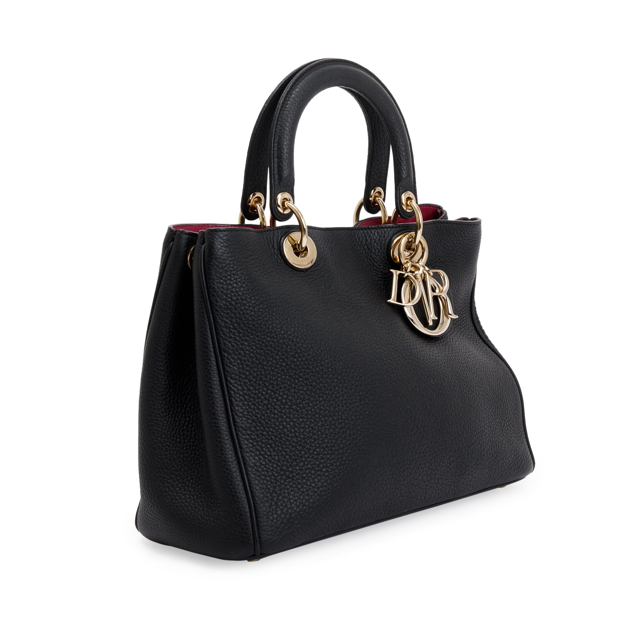 Christian Dior Black Calfskin Leather Medium Diorissimo Tote w/ Strap & Pouch