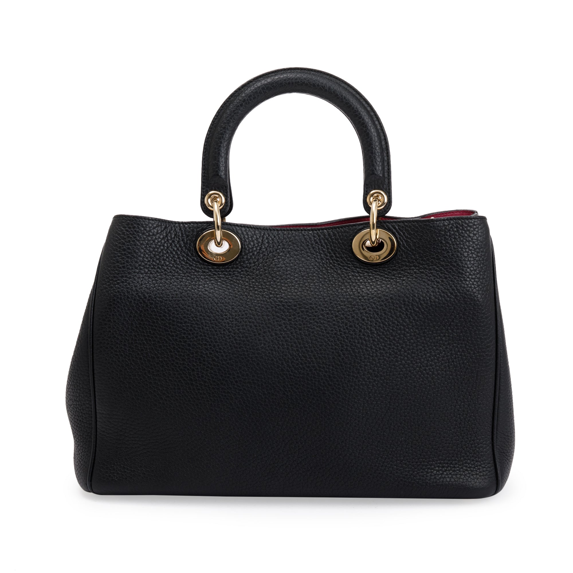 Christian Dior Black Calfskin Leather Medium Diorissimo Tote w/ Strap & Pouch