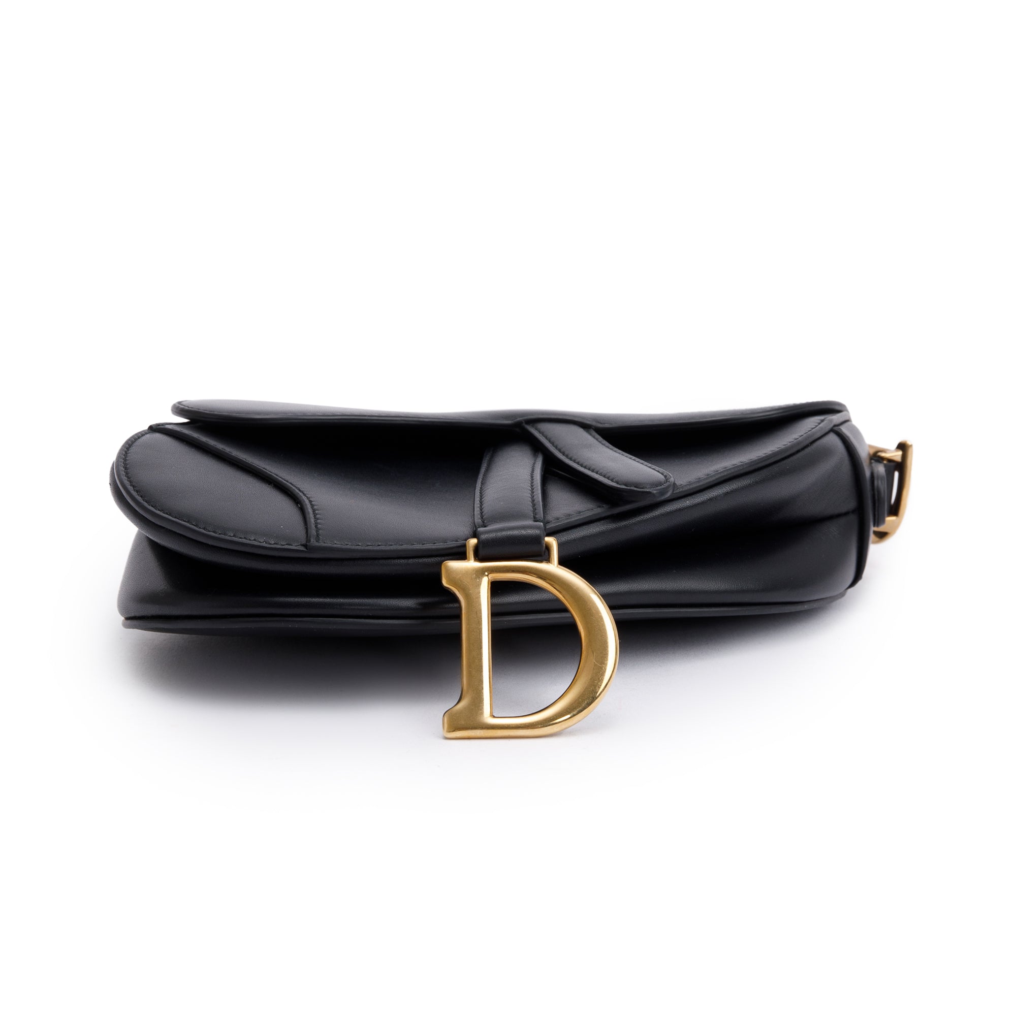 Christian Dior Black Calfskin Leather Mini Saddle Bag w/ Box & Authenticity Card