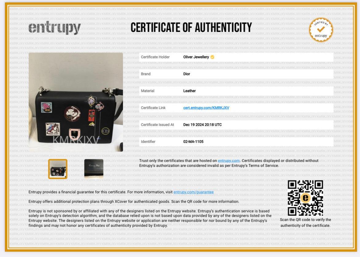 Christian Dior Black Calfskin Leather Paradise Diorama Flap Bag w/ Authenticity Card