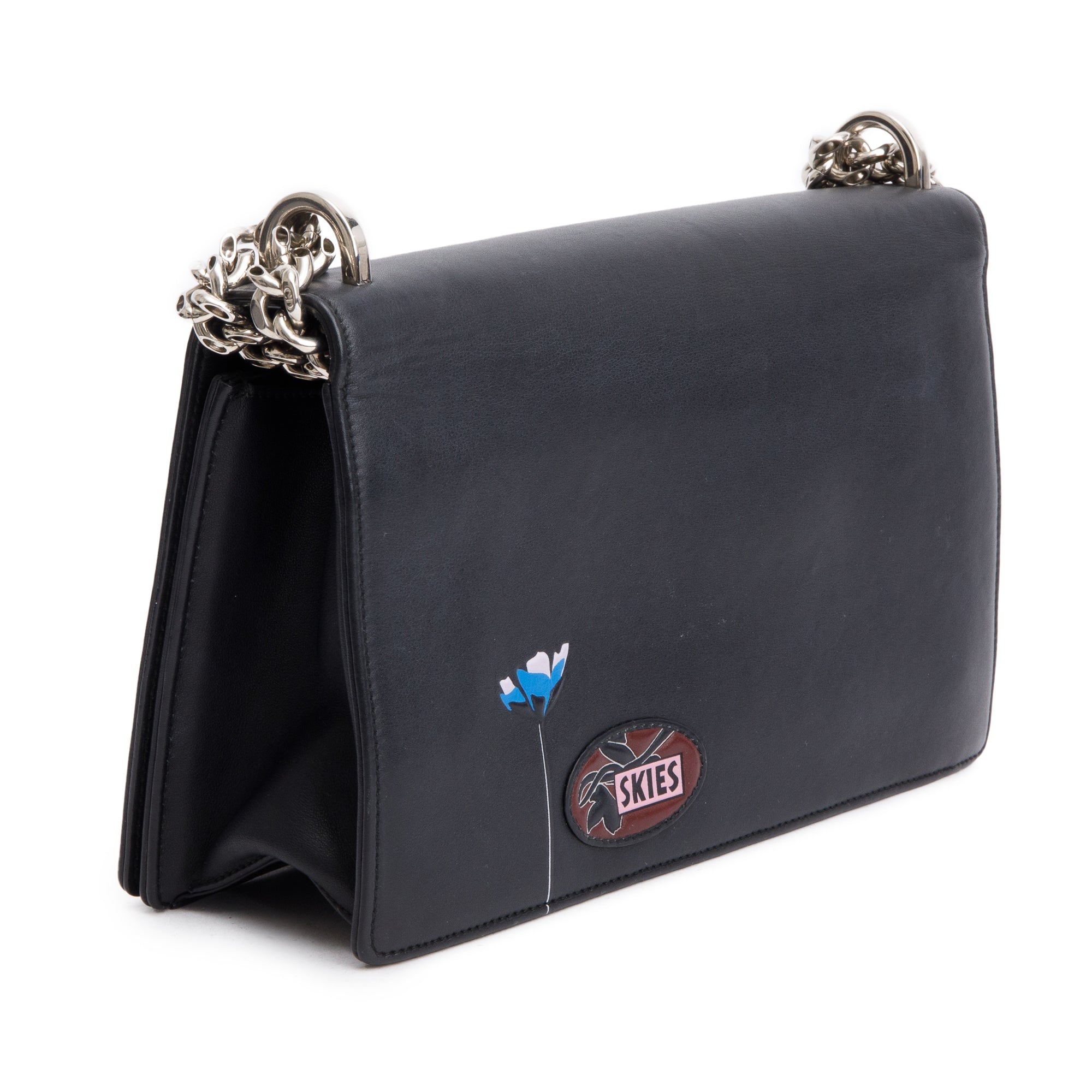 Christian Dior Black Calfskin Leather Paradise Diorama Flap Bag w/ Authenticity Card