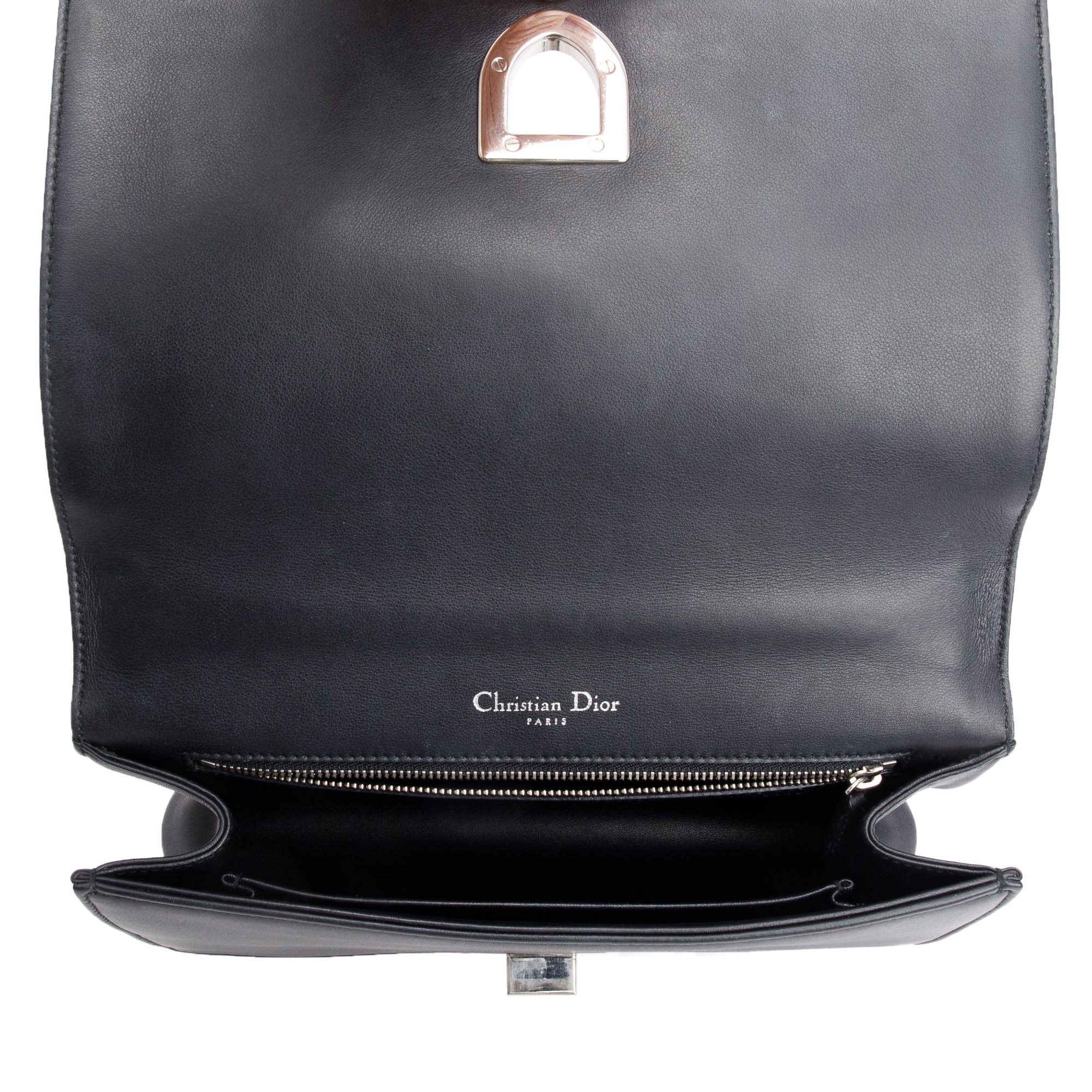 Christian Dior Black Calfskin Leather Paradise Diorama Flap Bag w/ Authenticity Card