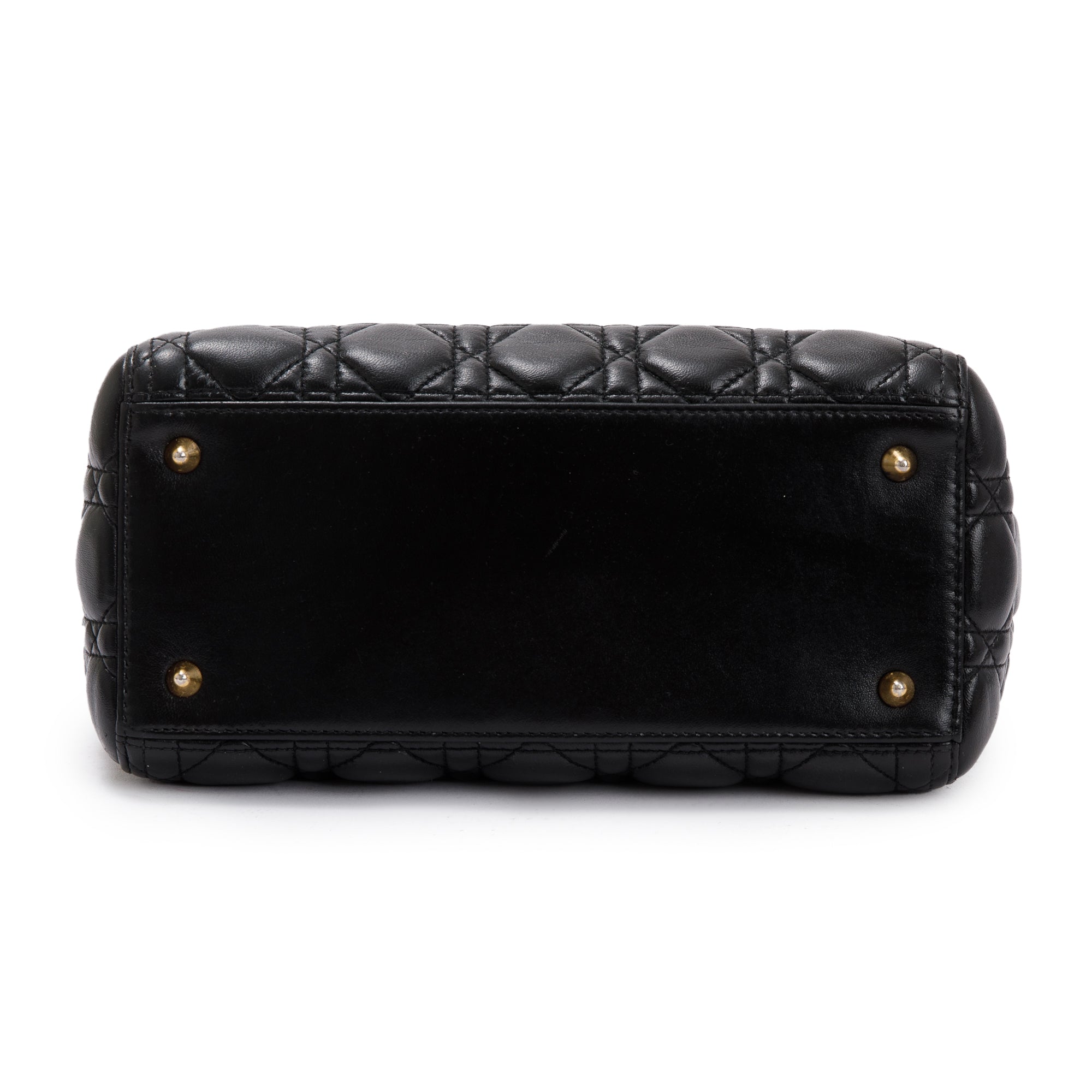 Christian Dior Black Cannage Lambskin Leather Medium Lady Dior Bag w/ Strap