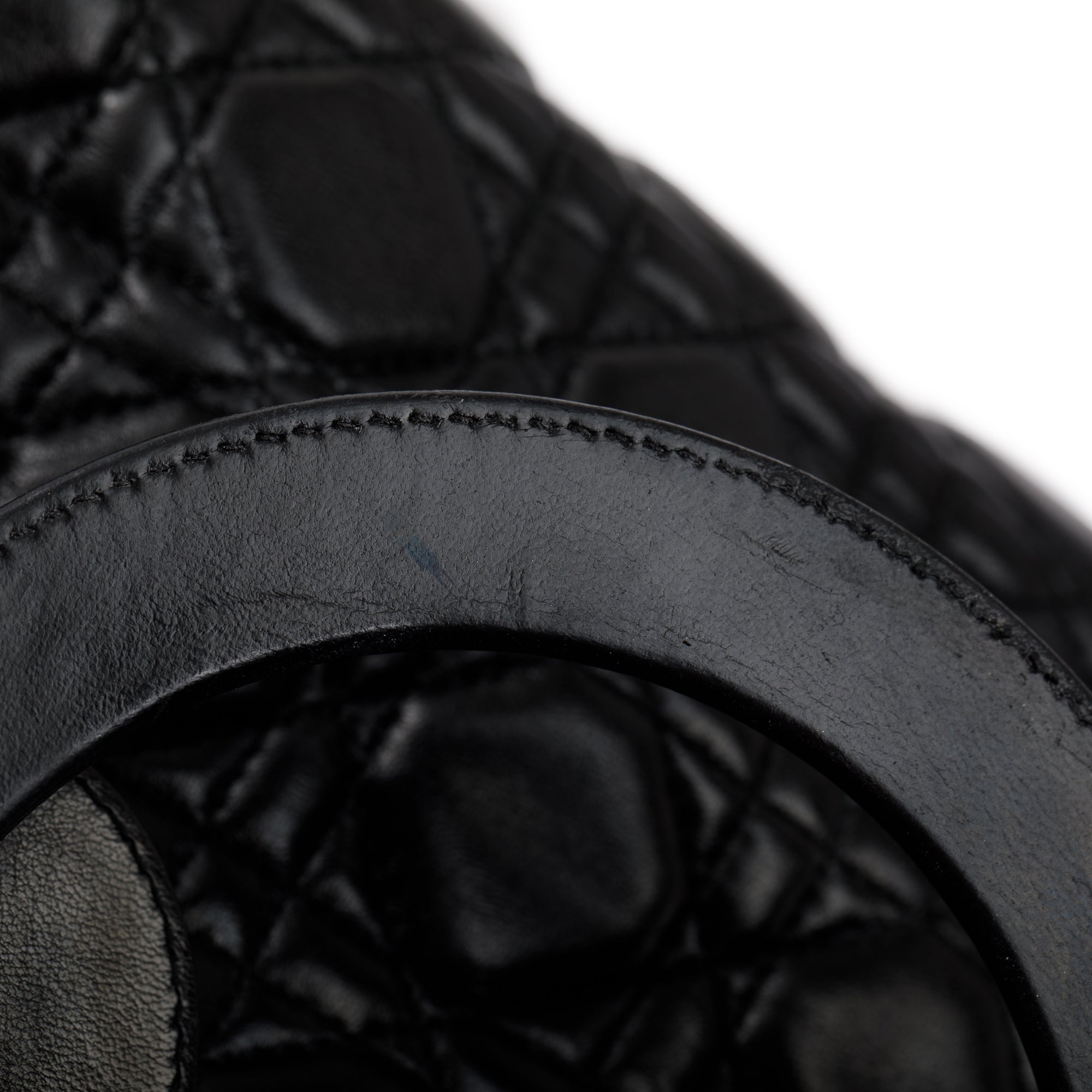 Christian Dior Black Cannage Lambskin Leather Medium Lady Dior Bag w/ Strap