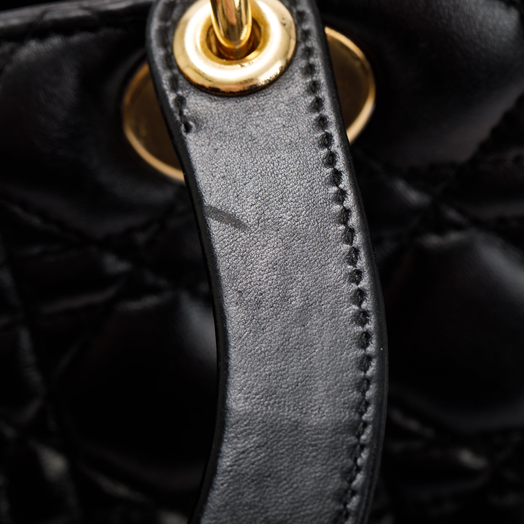 Christian Dior Black Cannage Lambskin Leather Medium Lady Dior Bag w/ Strap