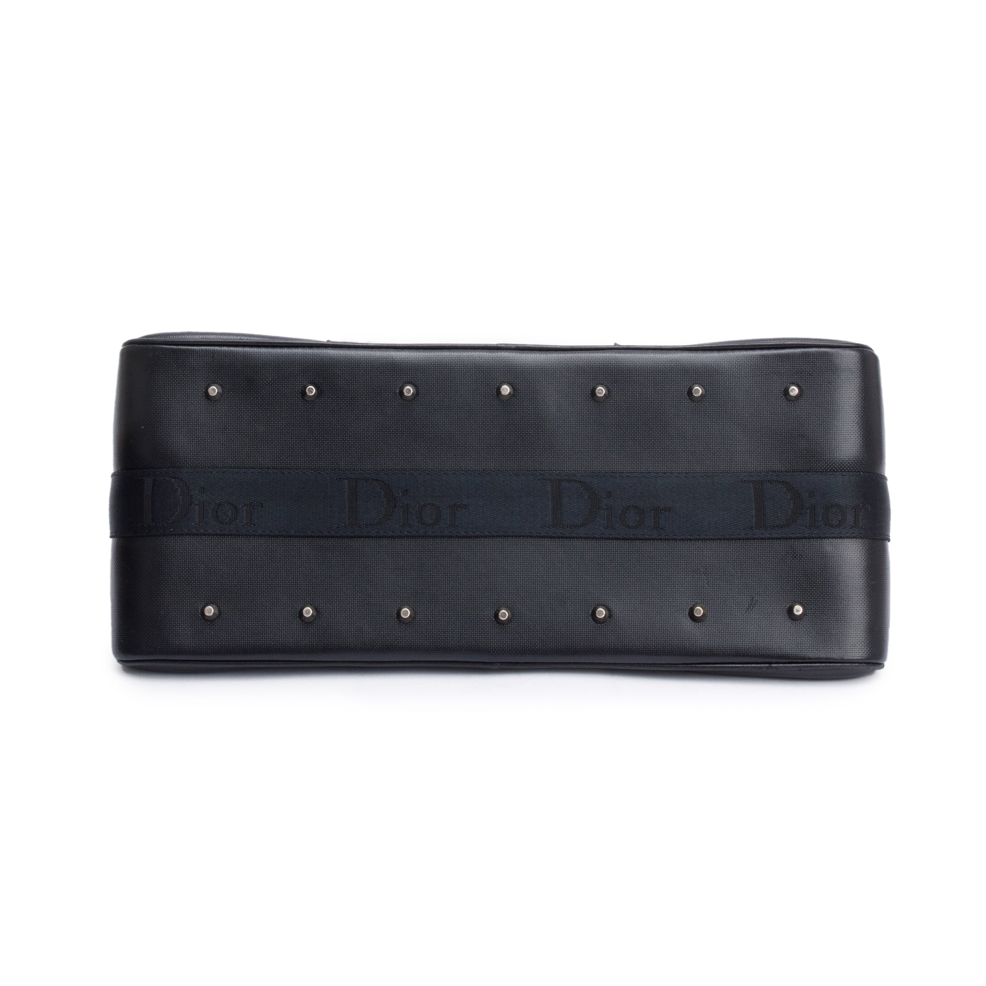 Christian Dior Black Leather Crystal Embellished Hardcore Bowling Bag w/ Authenticity Card