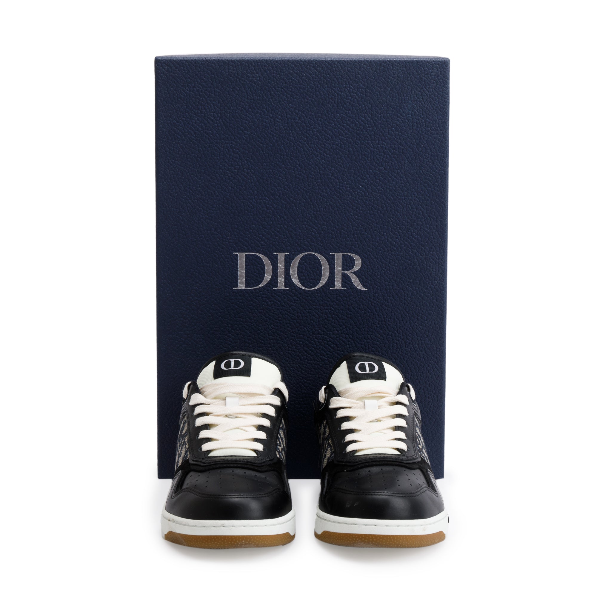 Christian Dior Black Leather Oblique Jacquard B27 Sneakers, Size 42 w/ Box